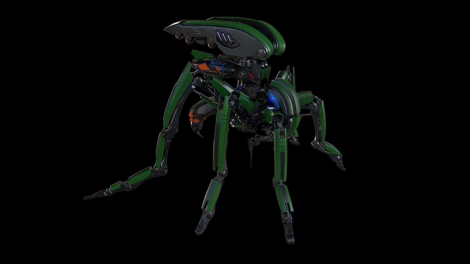 Robot mosquito LowPoly Low-poly 3D model_10