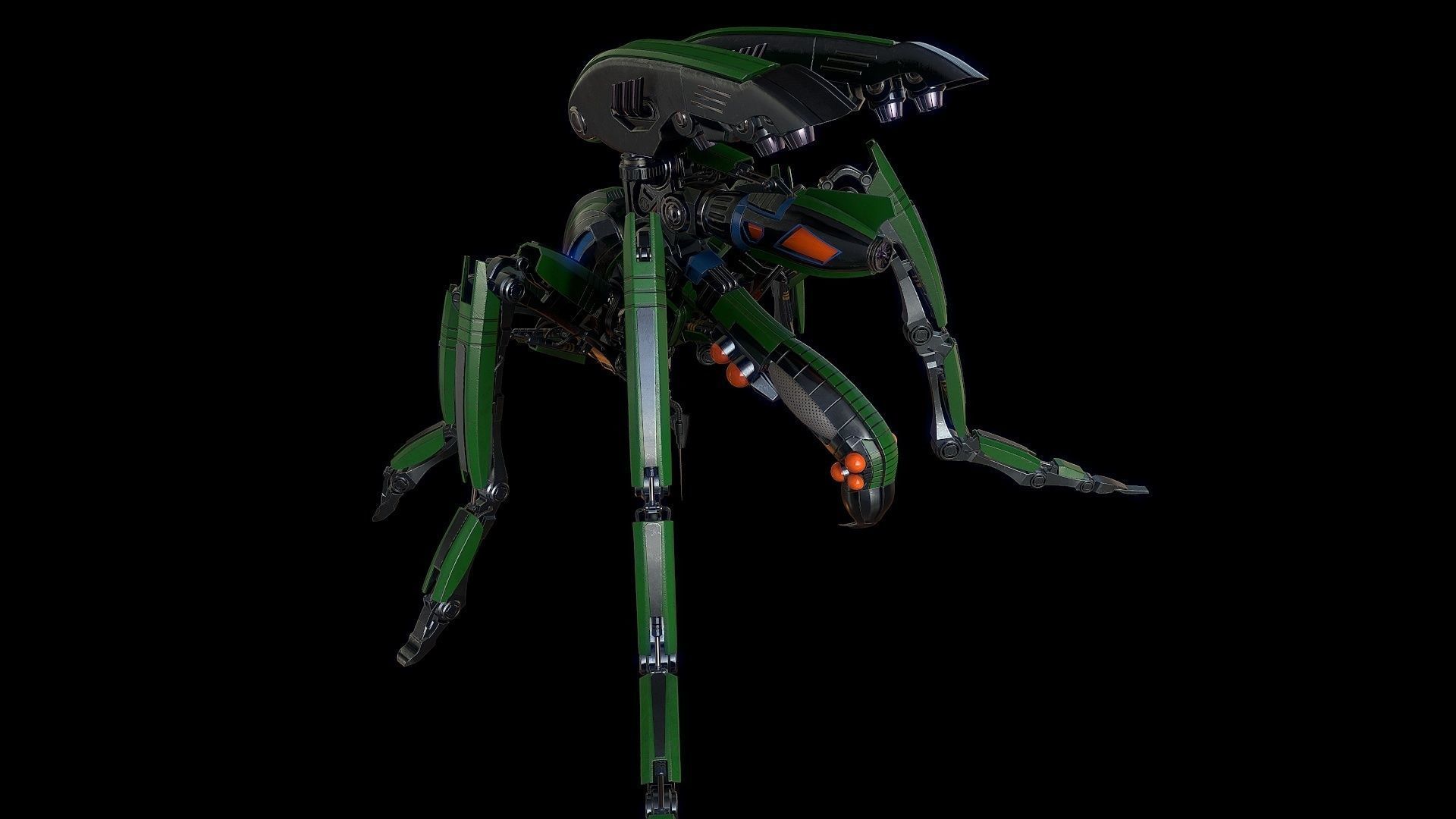 Robot mosquito LowPoly Low-poly 3D model_5