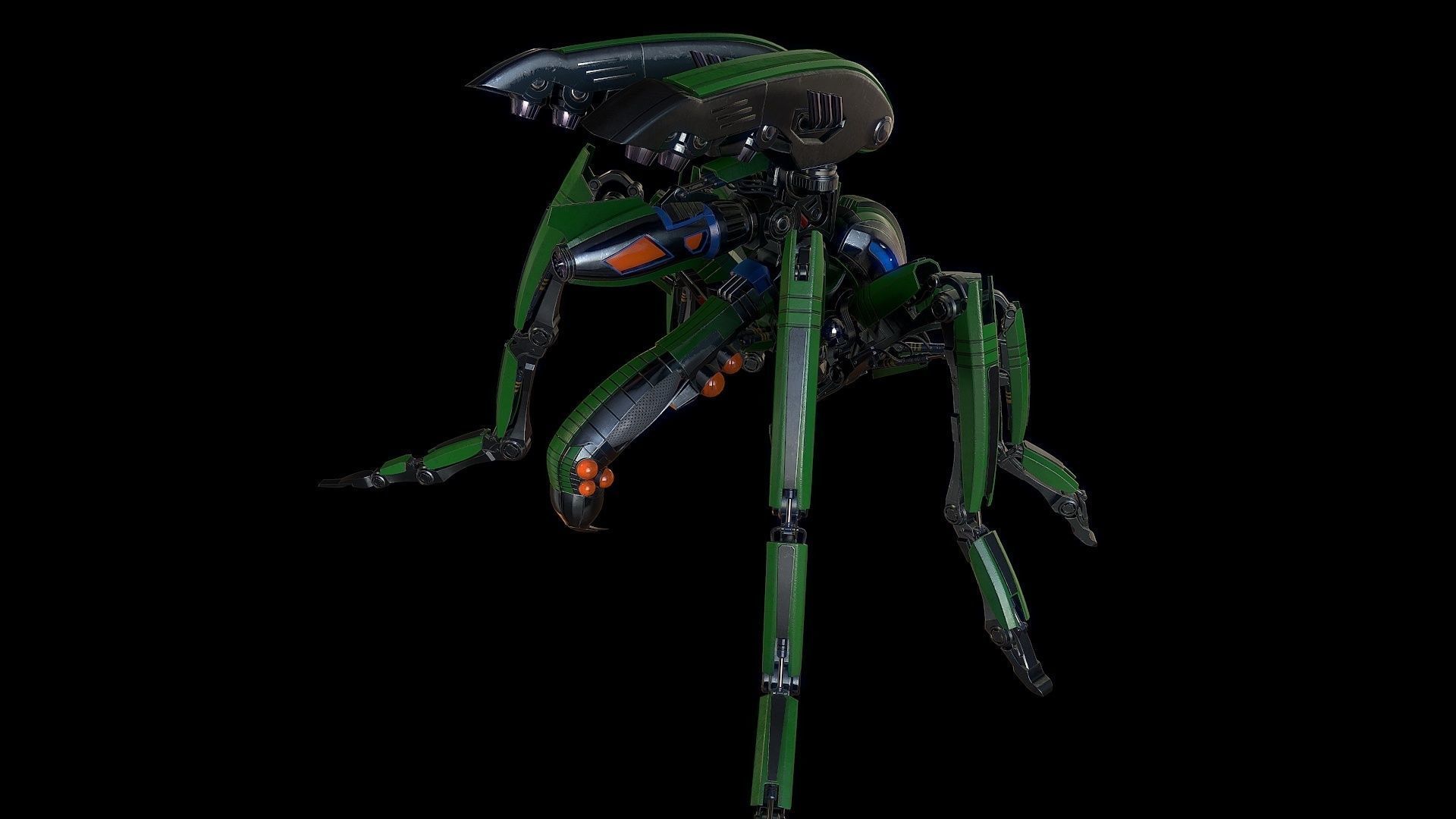 Robot mosquito LowPoly Low-poly 3D model_7