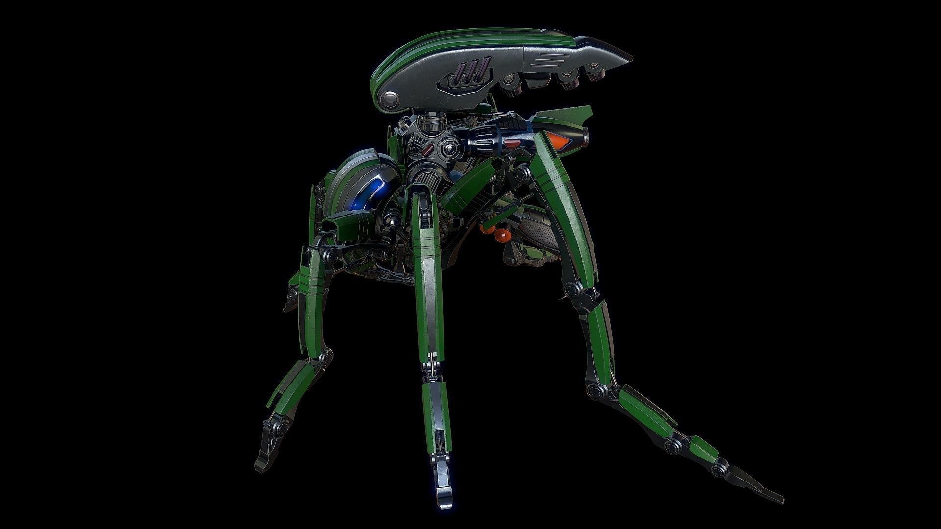 Robot mosquito LowPoly Low-poly 3D model_4