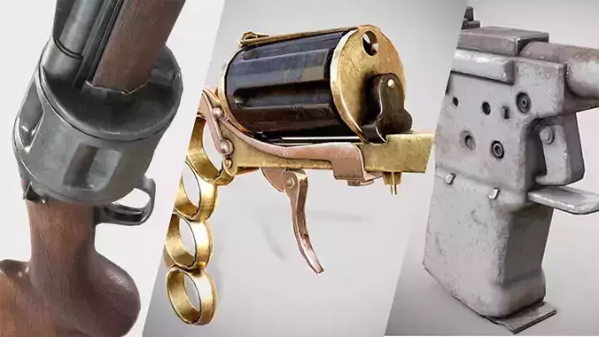 Strange Guns Collection Low-poly 3D model