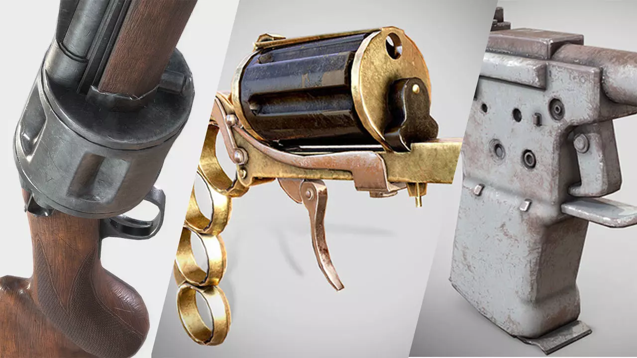 Strange Guns Collection Low-poly 3D model_0