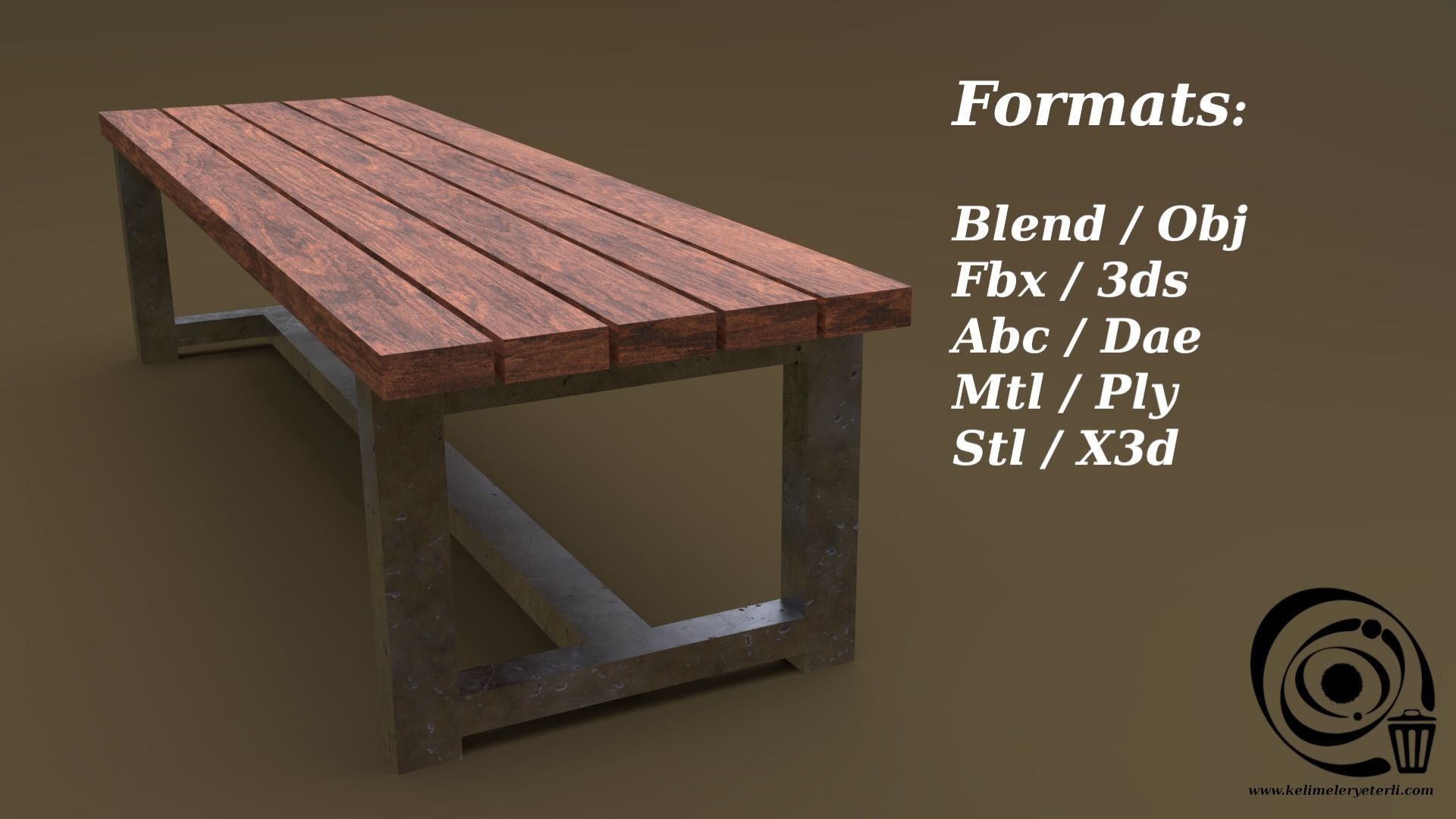 Bench 03 Low-poly 3D model_2