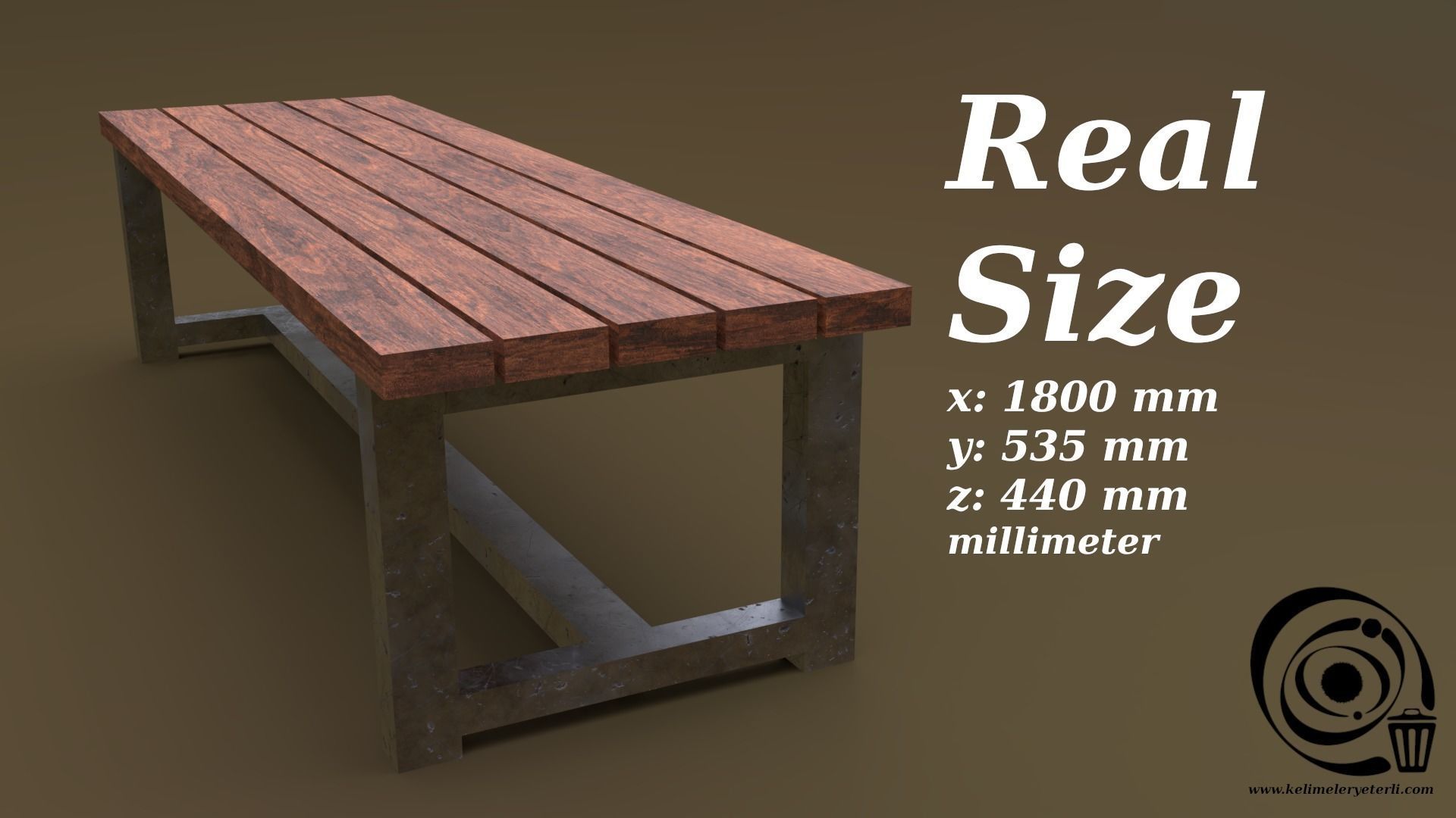 Bench 03 Low-poly 3D model_3