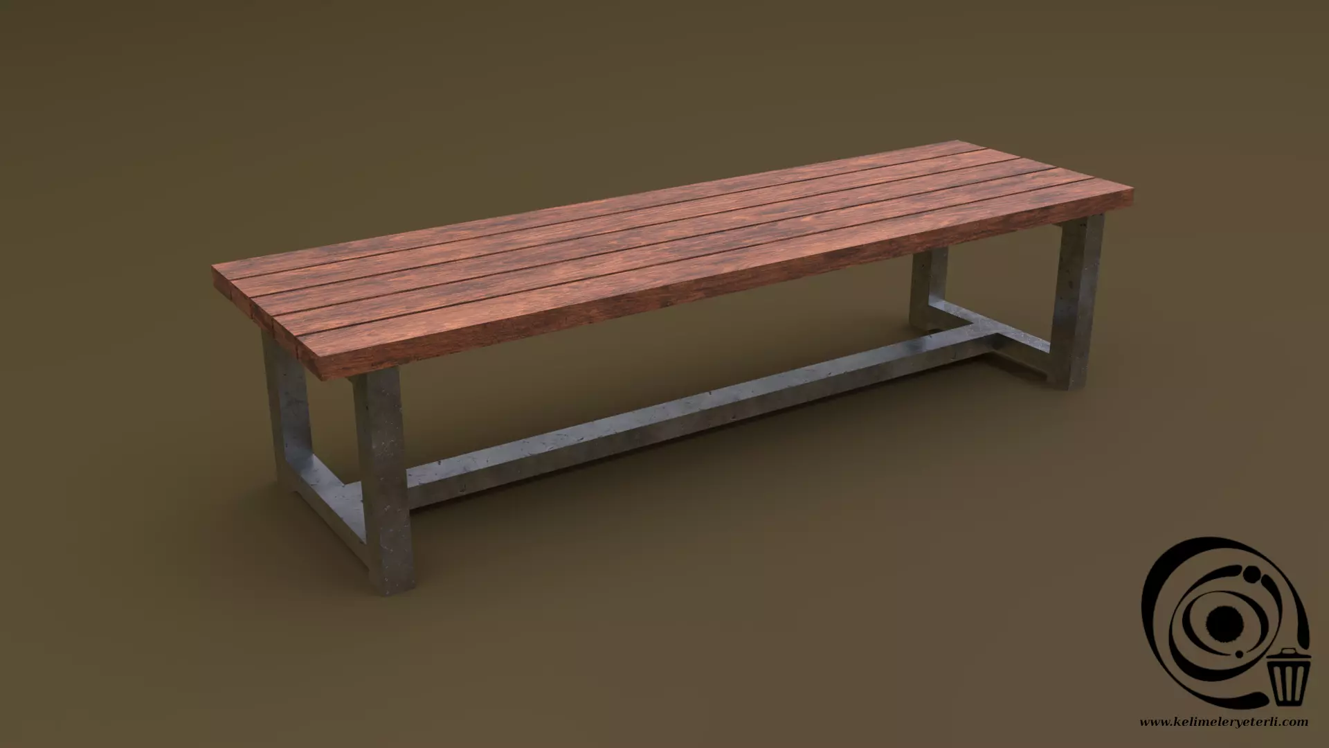 Bench 03 Low-poly 3D model_0