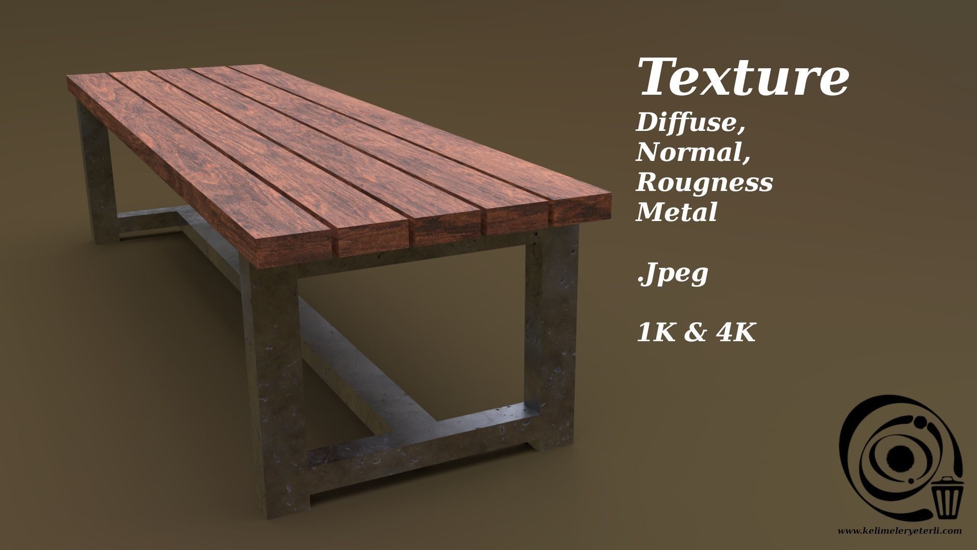 Bench 03 Low-poly 3D model_4