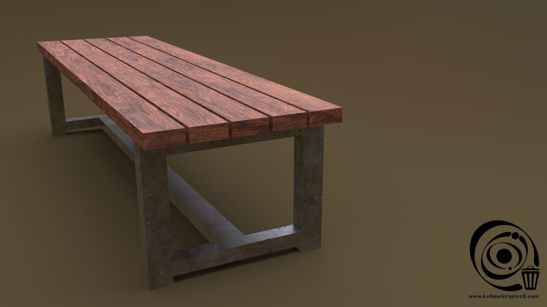 Bench 03 Low-poly 3D model_1