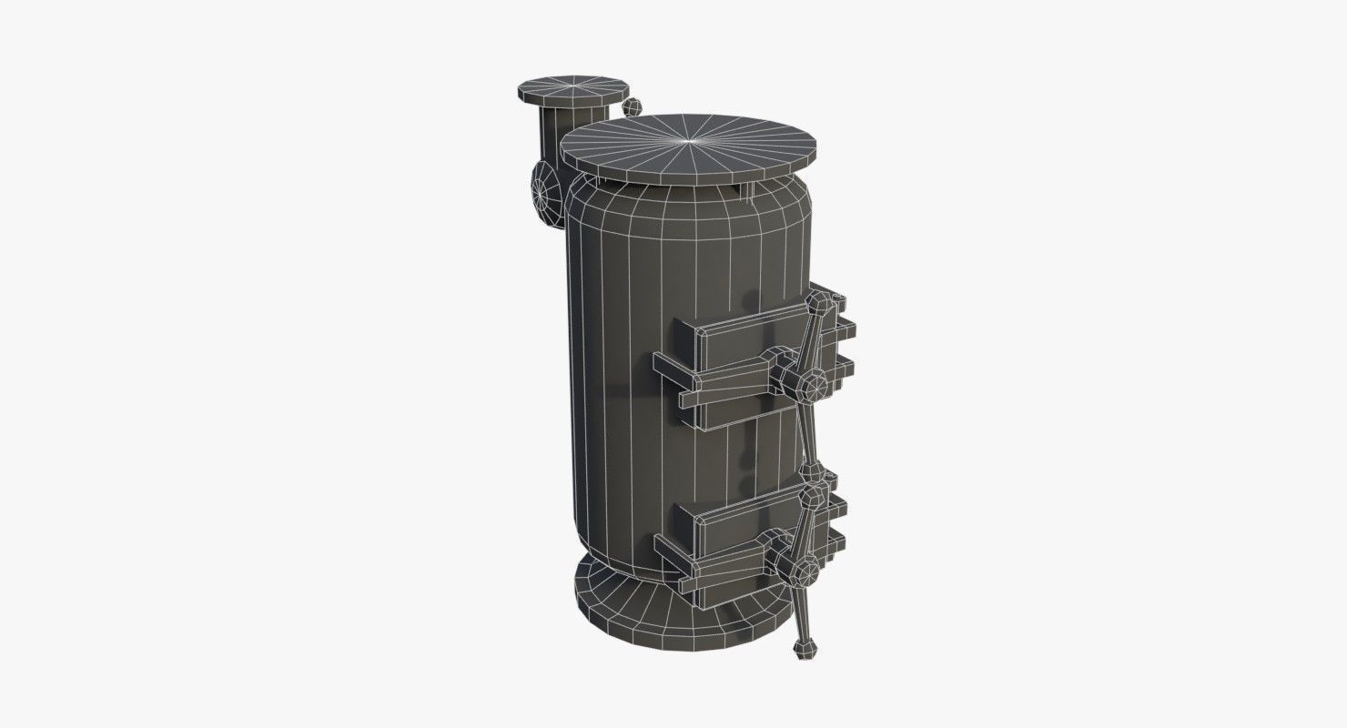 Bunker Stove WWII Low-poly 3D model_11
