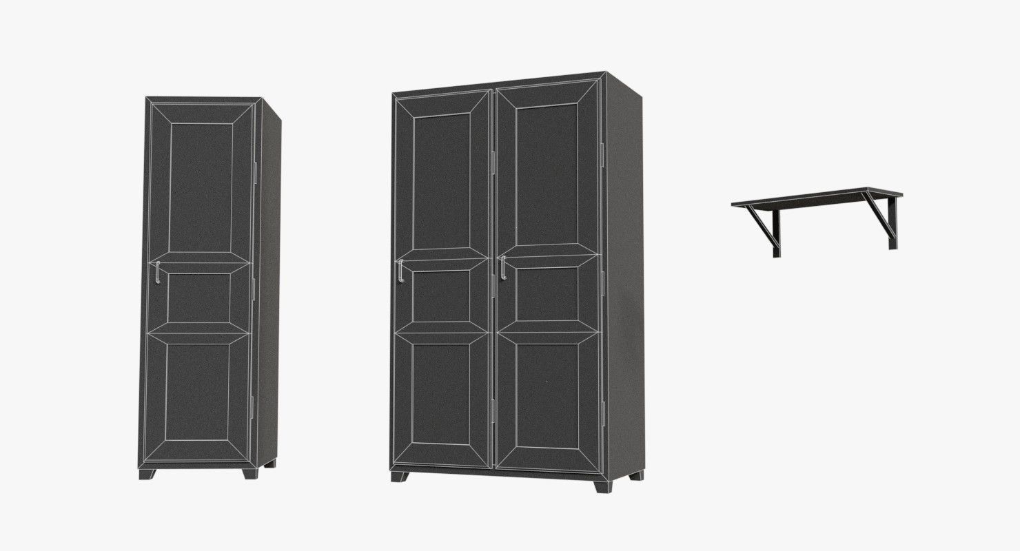 Bunker Wooden Cabinets WWII Low-poly 3D model_6