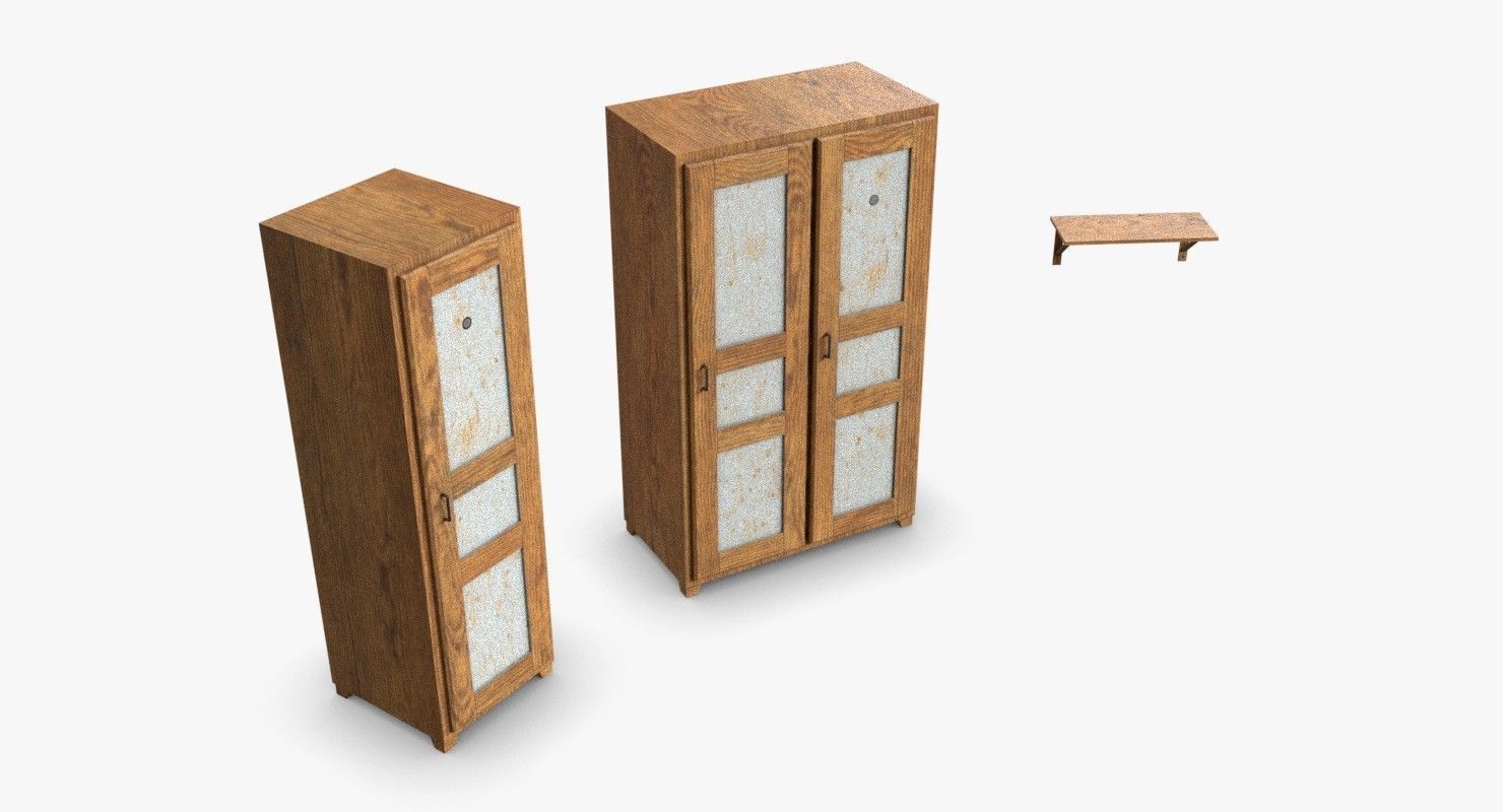 Bunker Wooden Cabinets WWII Low-poly 3D model_1