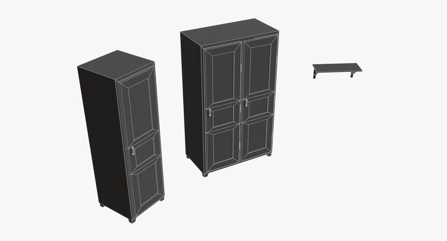 Bunker Wooden Cabinets WWII Low-poly 3D model_5