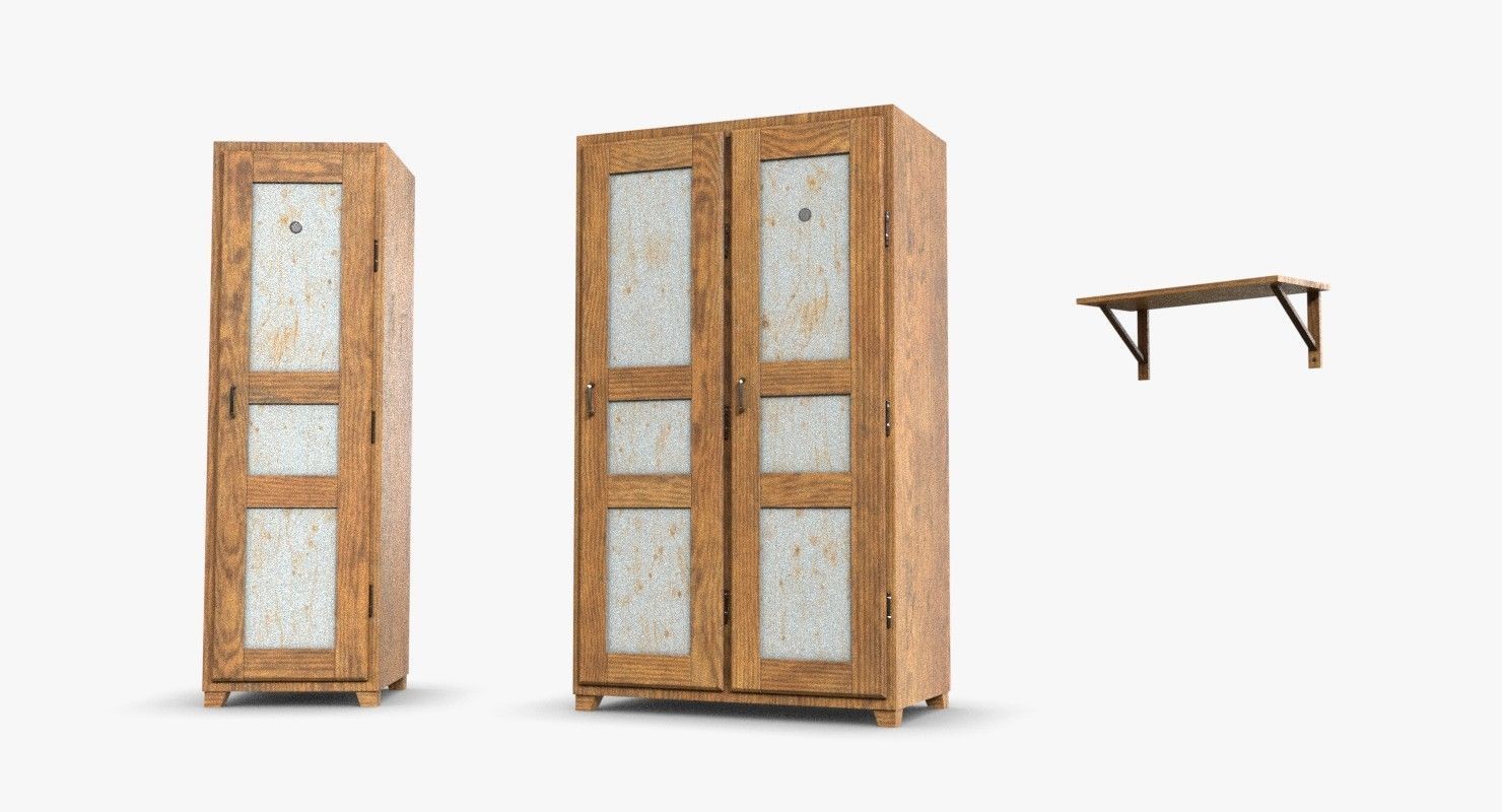 Bunker Wooden Cabinets WWII Low-poly 3D model_2