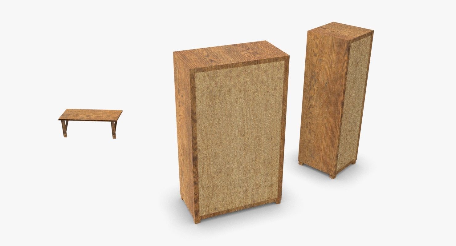 Bunker Wooden Cabinets WWII Low-poly 3D model_3