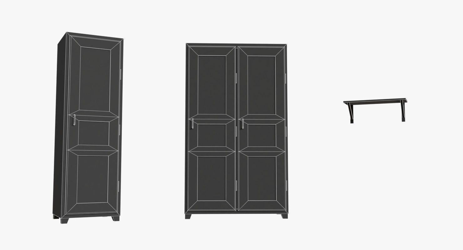 Bunker Wooden Cabinets WWII Low-poly 3D model_4