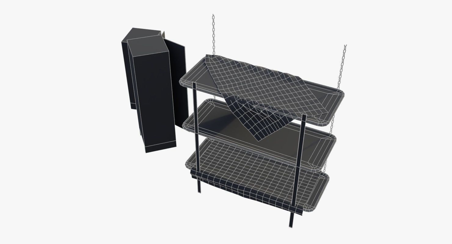 Bunker Beds and Cabinets WWII Low-poly 3D model_12