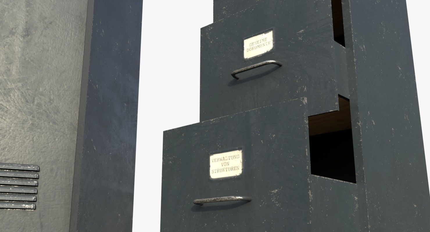 Bunker Beds and Cabinets WWII Low-poly 3D model_9