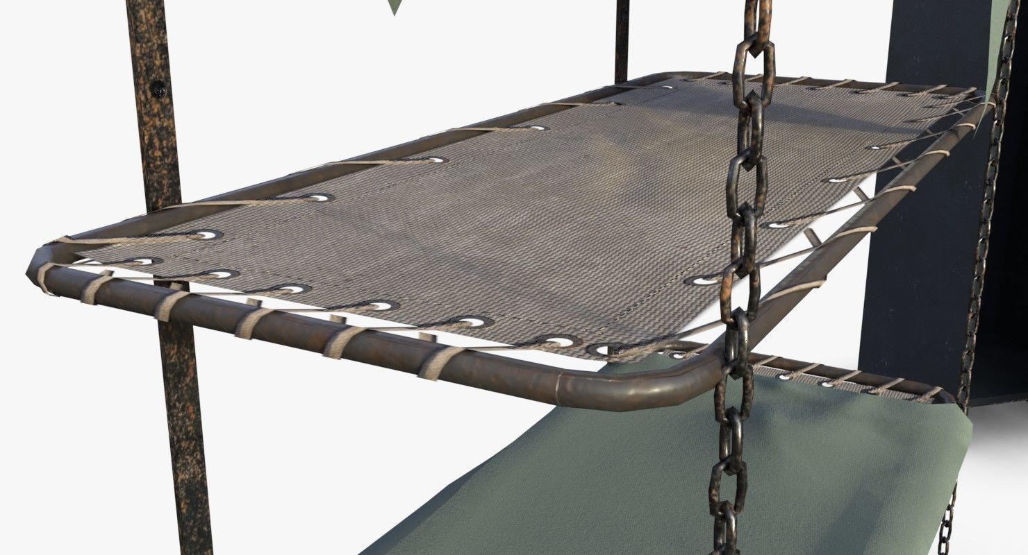 Bunker Beds and Cabinets WWII Low-poly 3D model_8