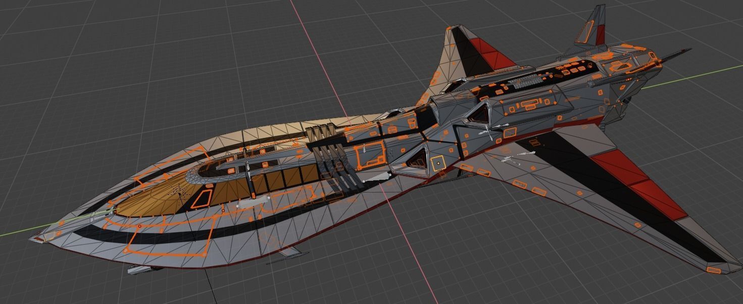 Sillage - space frigate - 3D spaceship model Low-poly 3D model_12