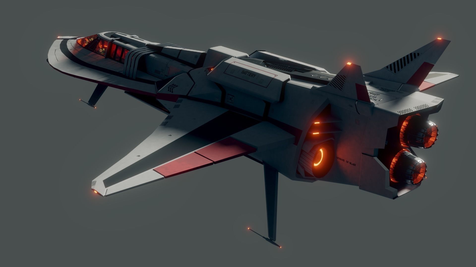 Sillage - space frigate - 3D spaceship model Low-poly 3D model_1