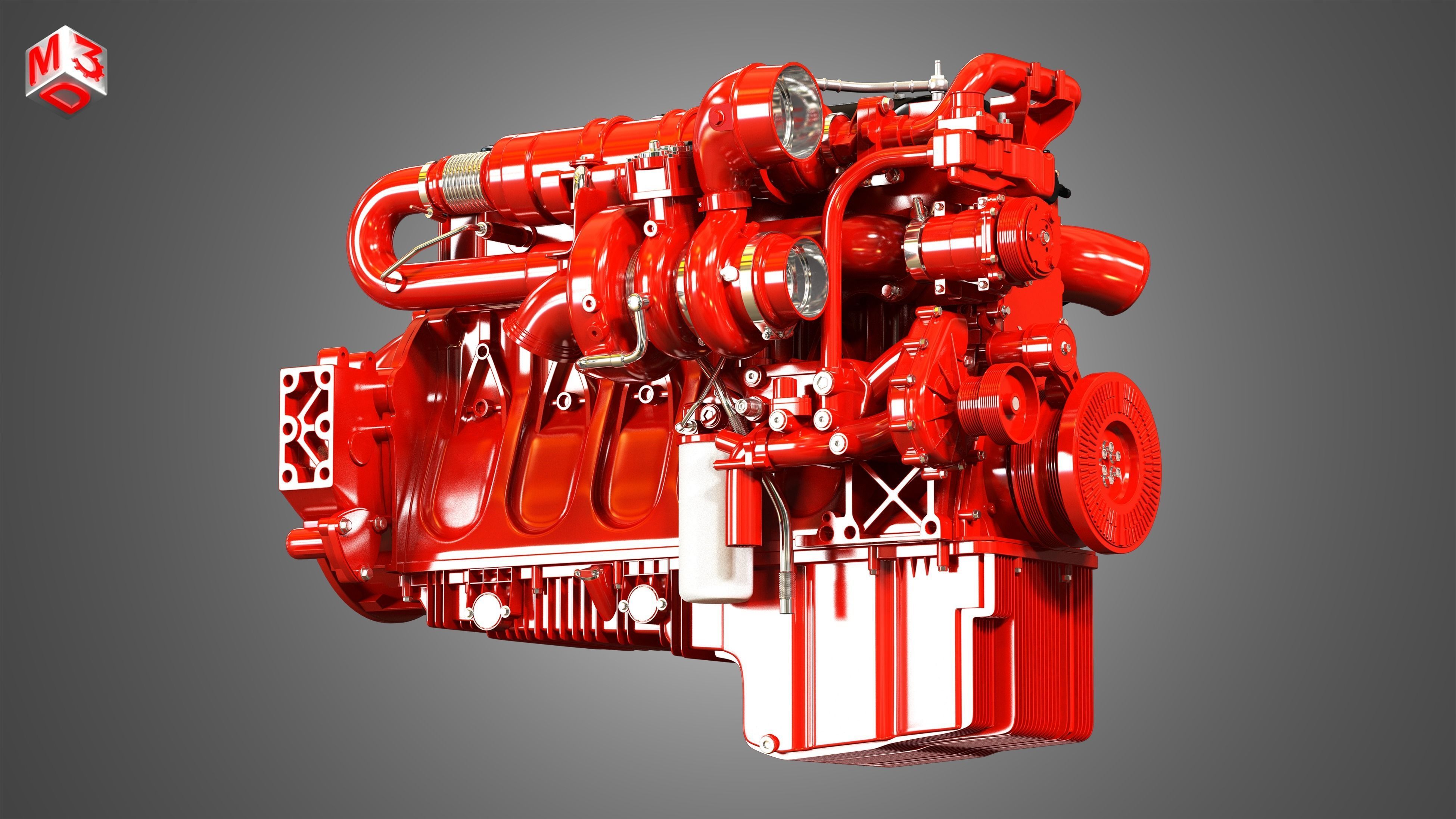  X12 Heavy Duty Truck Engine - 6 Cylinder Diesel Engine  3D model_9