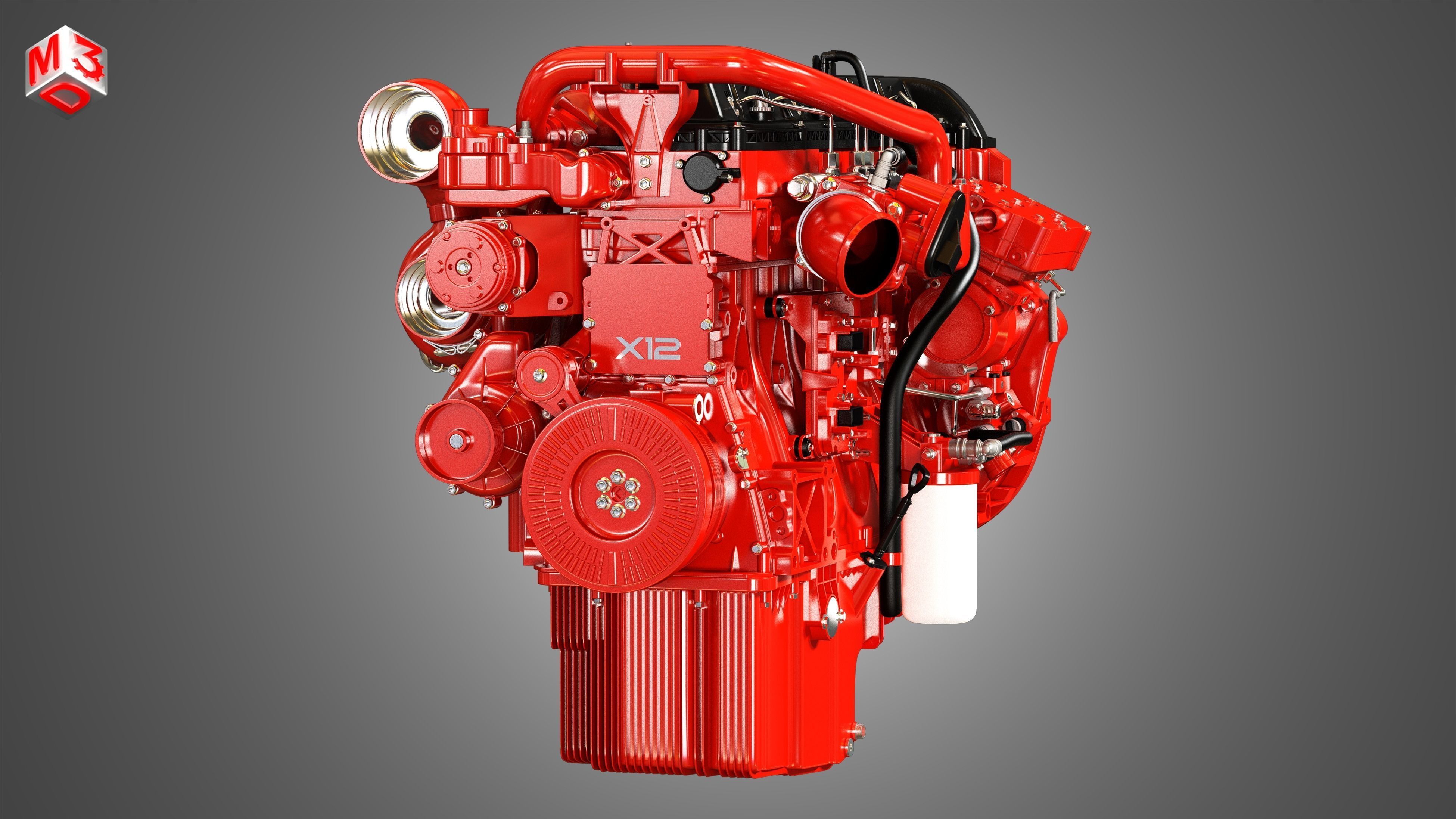  X12 Heavy Duty Truck Engine - 6 Cylinder Diesel Engine  3D model_11