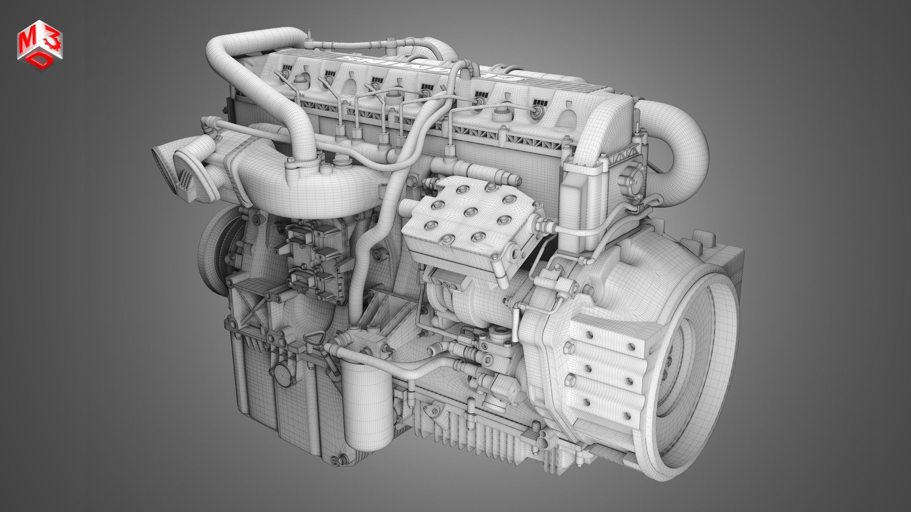  X12 Heavy Duty Truck Engine - 6 Cylinder Diesel Engine  3D model_13
