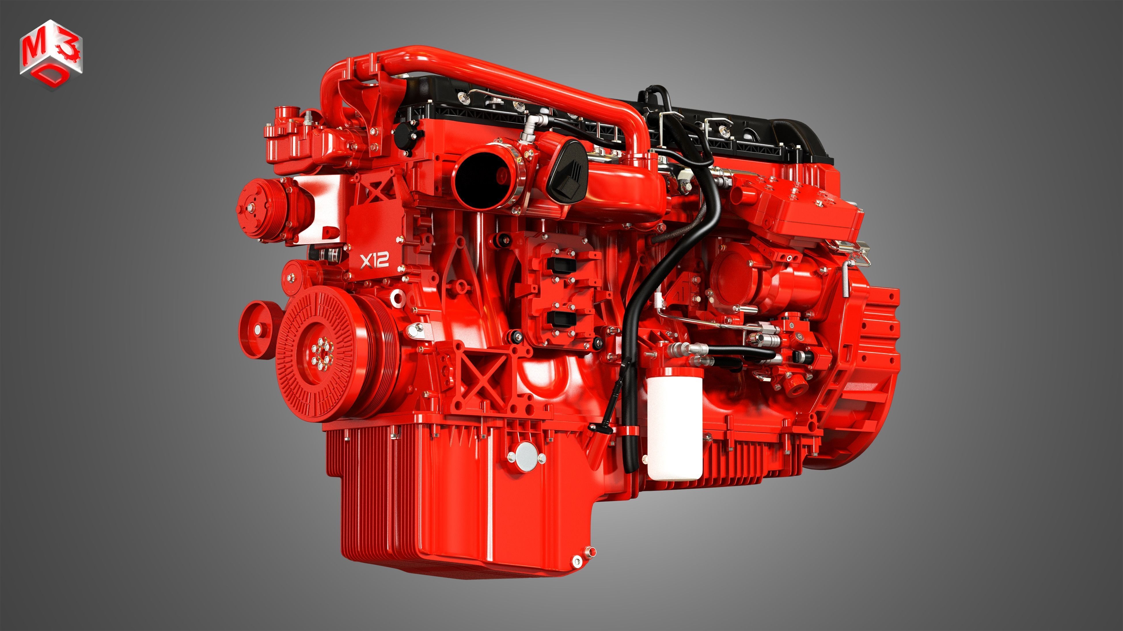 X12 Heavy Duty Truck Engine - 6 Cylinder Diesel Engine  3D model_7
