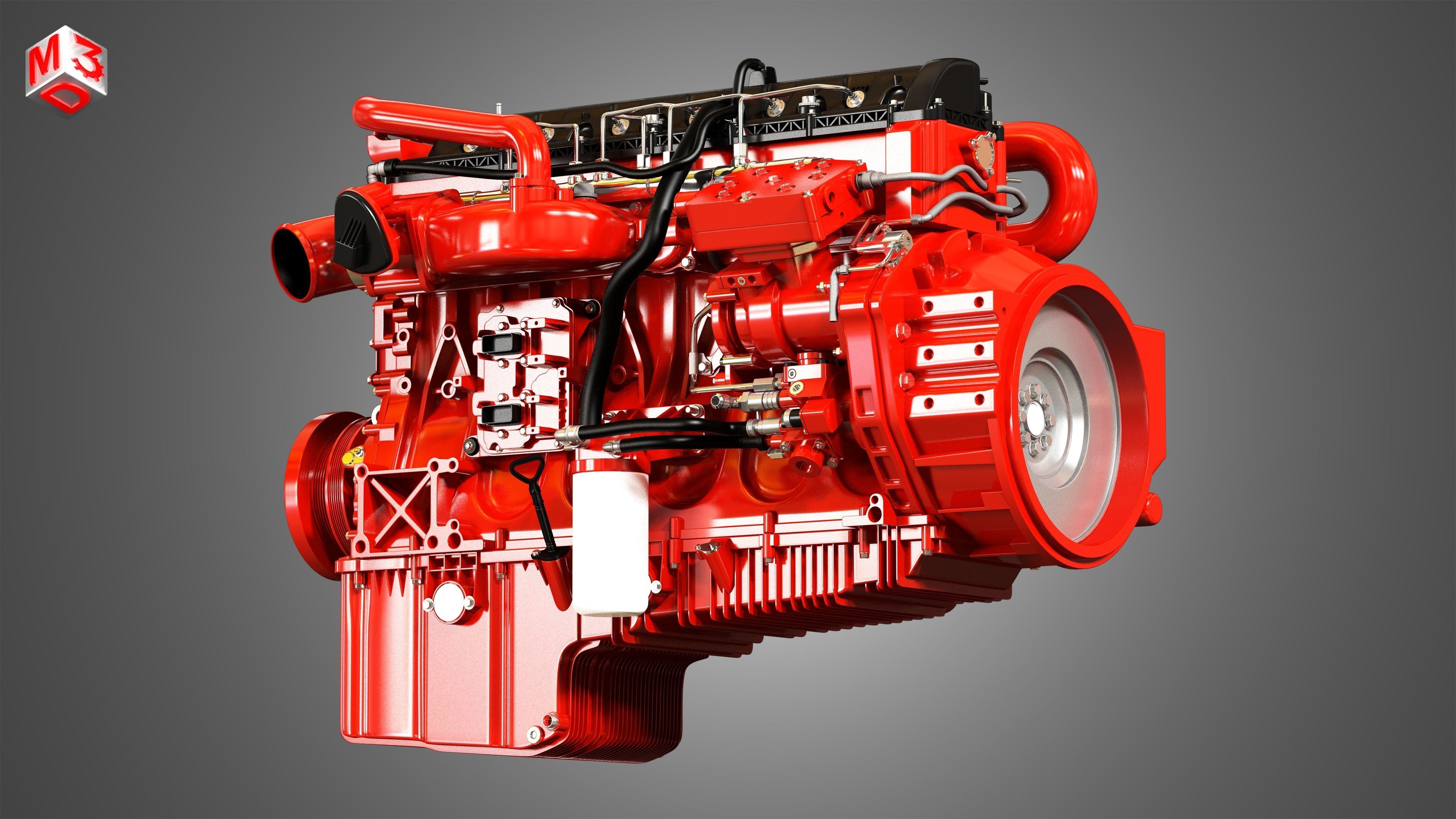  X12 Heavy Duty Truck Engine - 6 Cylinder Diesel Engine  3D model_10