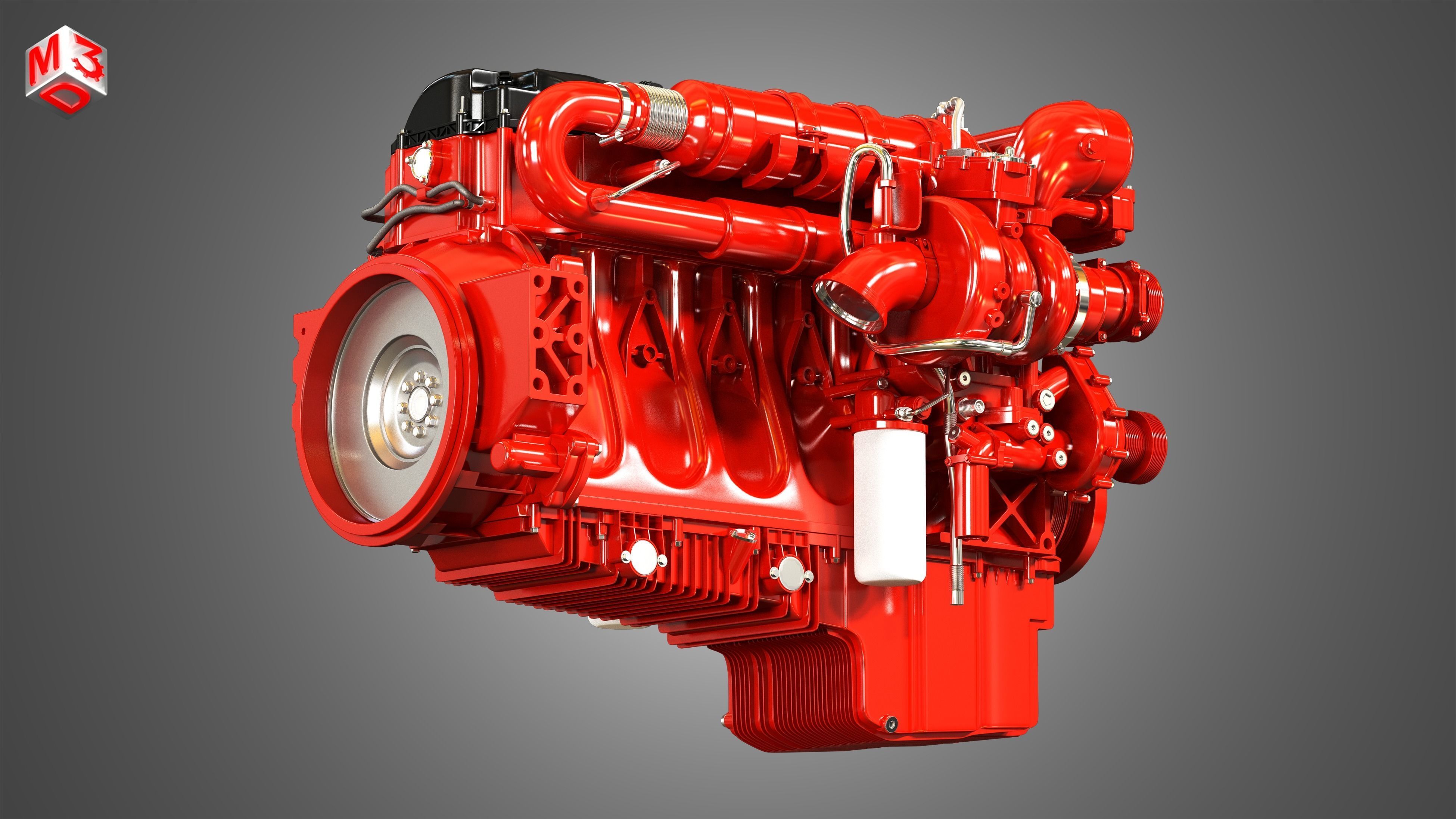  X12 Heavy Duty Truck Engine - 6 Cylinder Diesel Engine  3D model_8