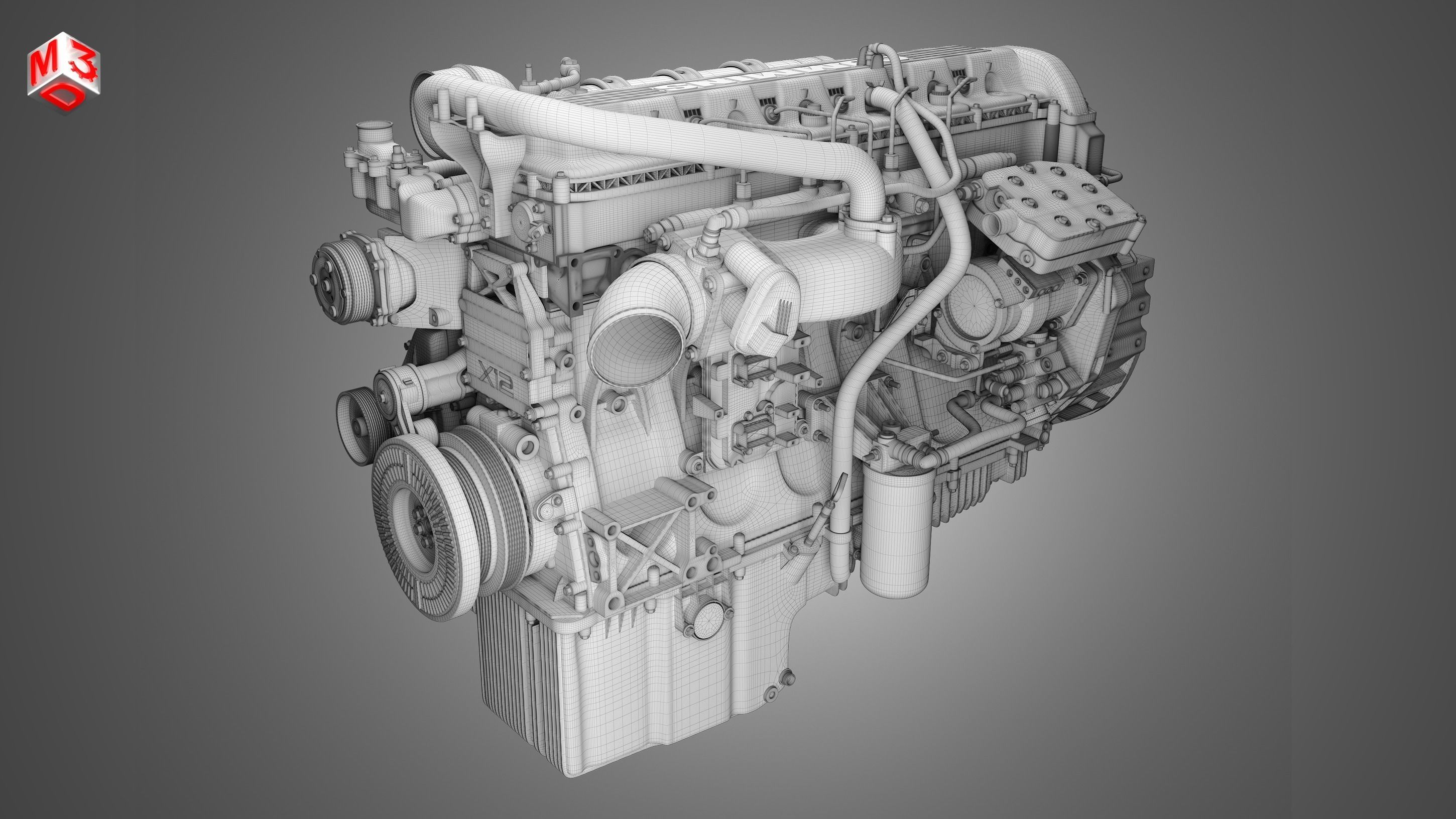  X12 Heavy Duty Truck Engine - 6 Cylinder Diesel Engine  3D model_15