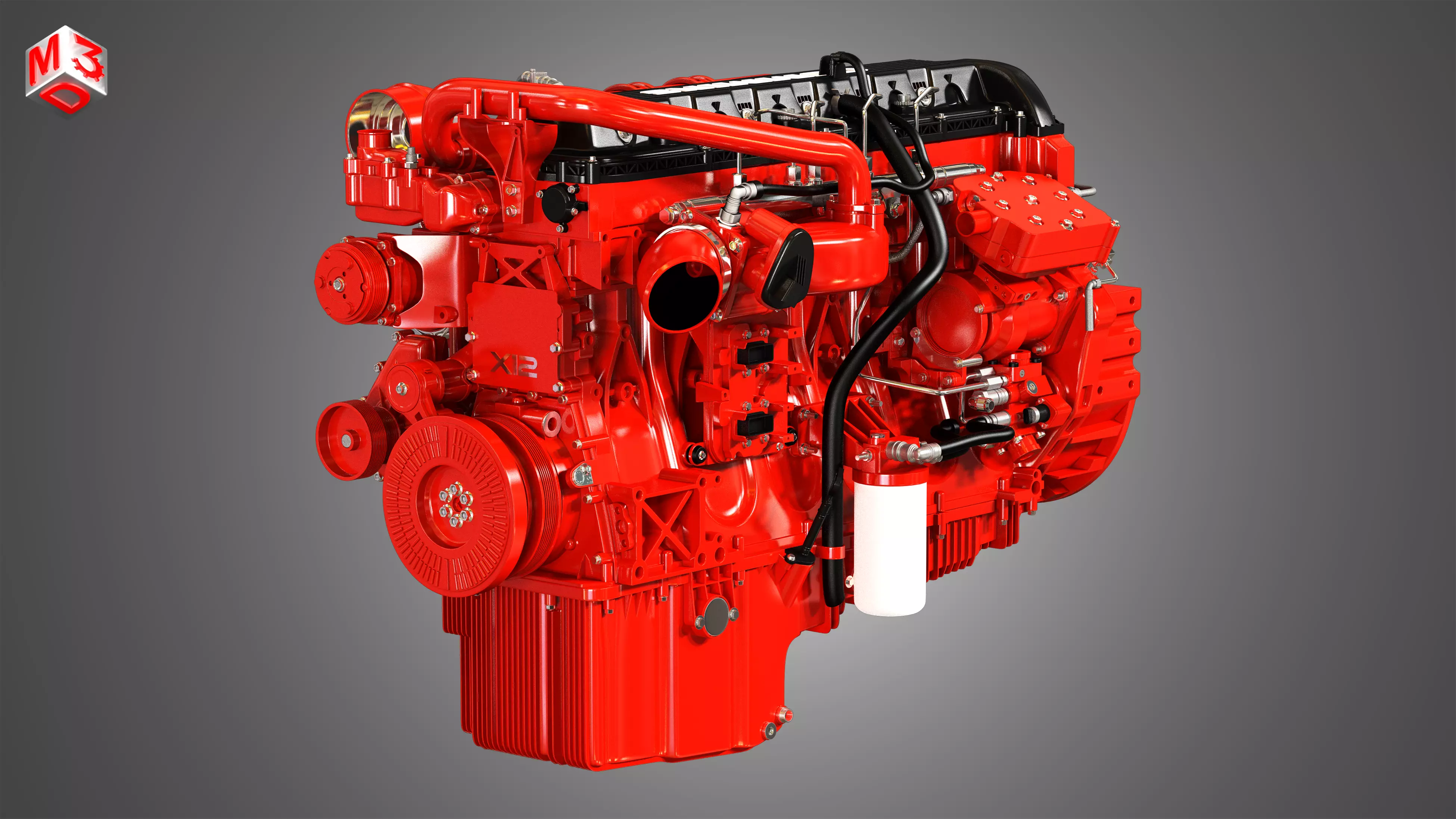  X12 Heavy Duty Truck Engine - 6 Cylinder Diesel Engine  3D model_0