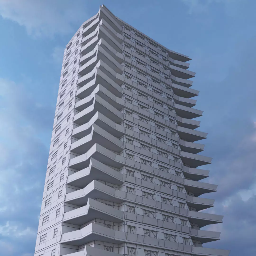 20 Storey Residential Building Low-poly 3D model