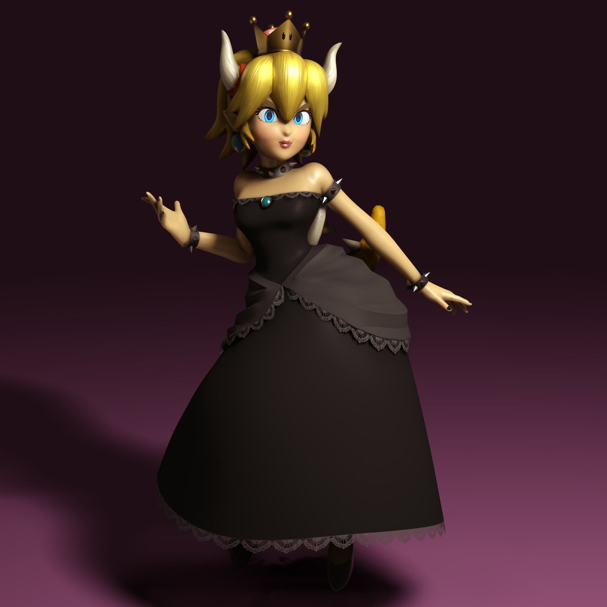Bowsette Rigged Low-poly 3D model_5