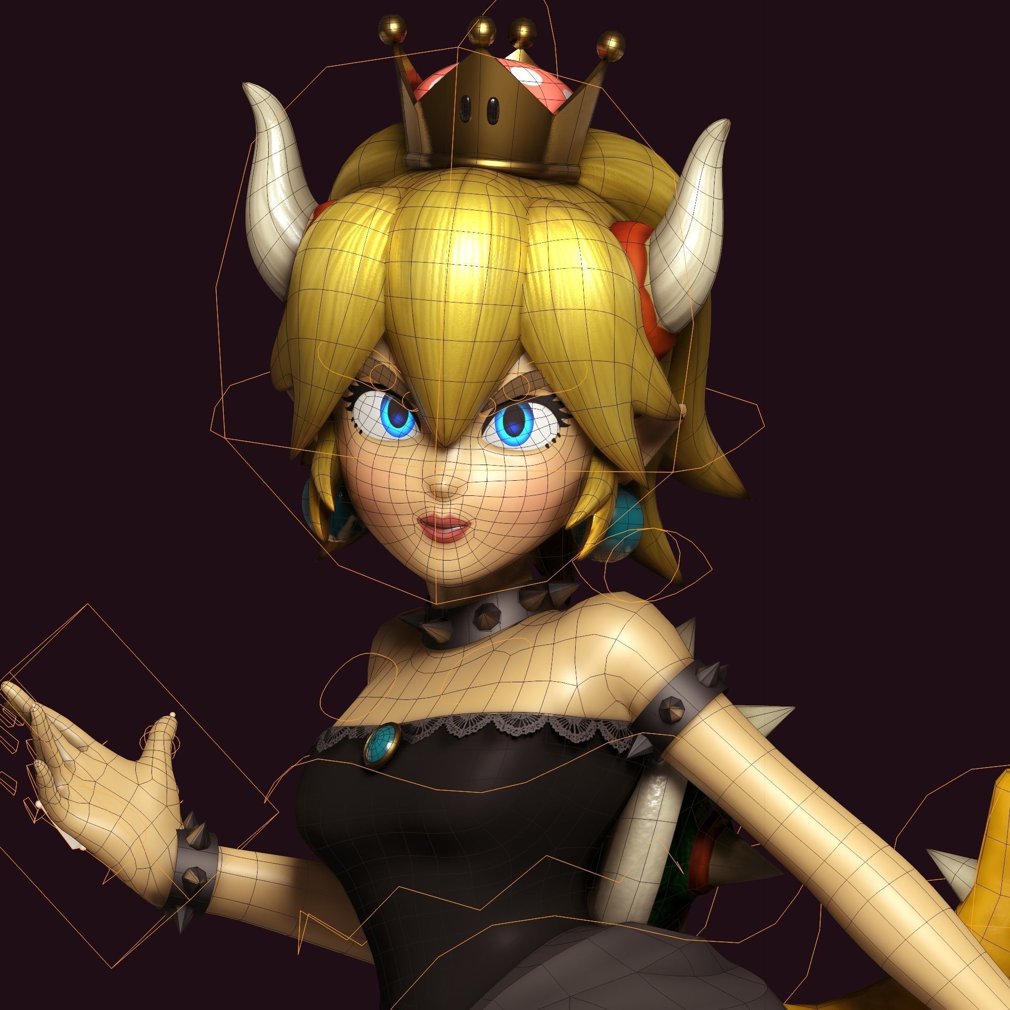Bowsette Rigged Low-poly 3D model_6