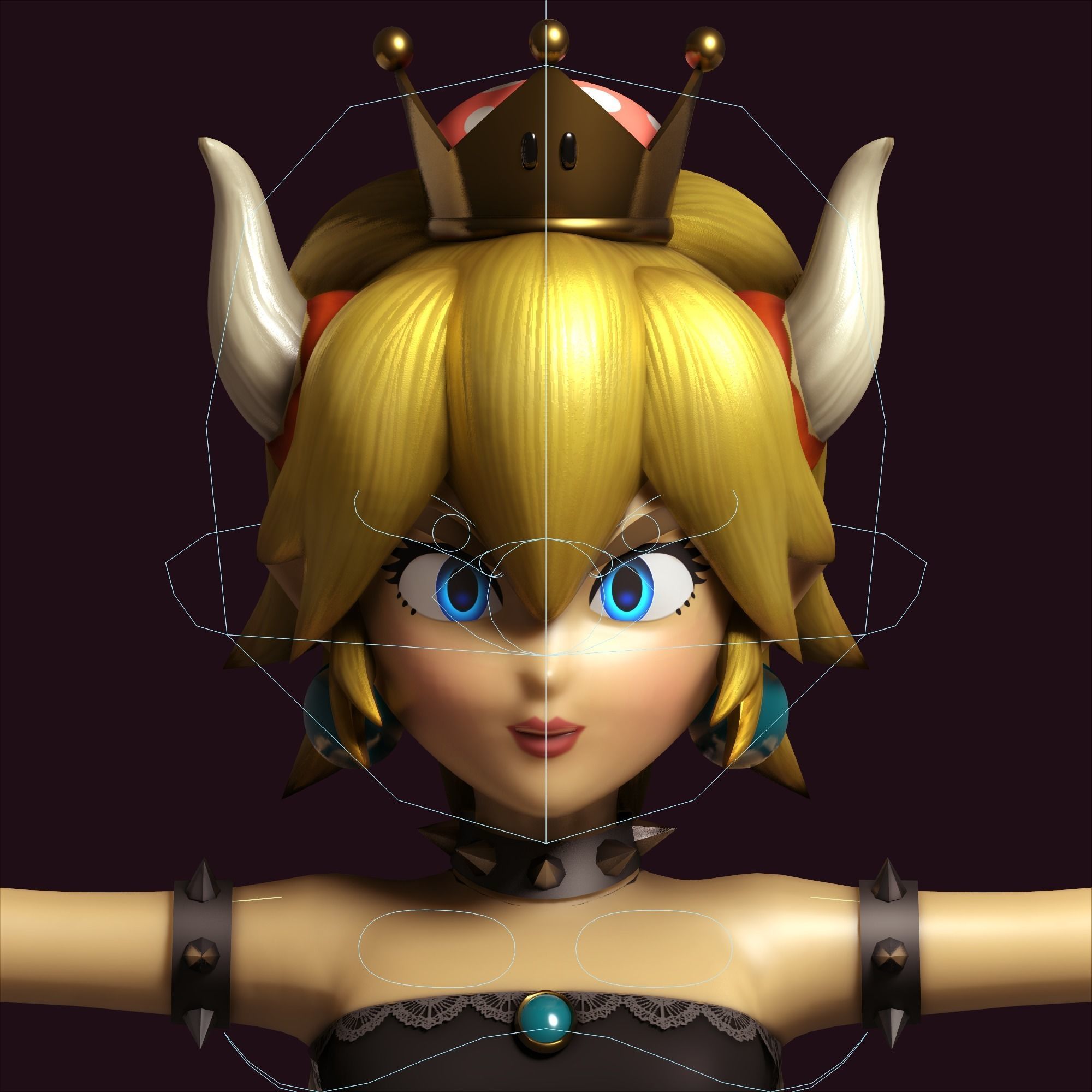 Bowsette Rigged Low-poly 3D model_7