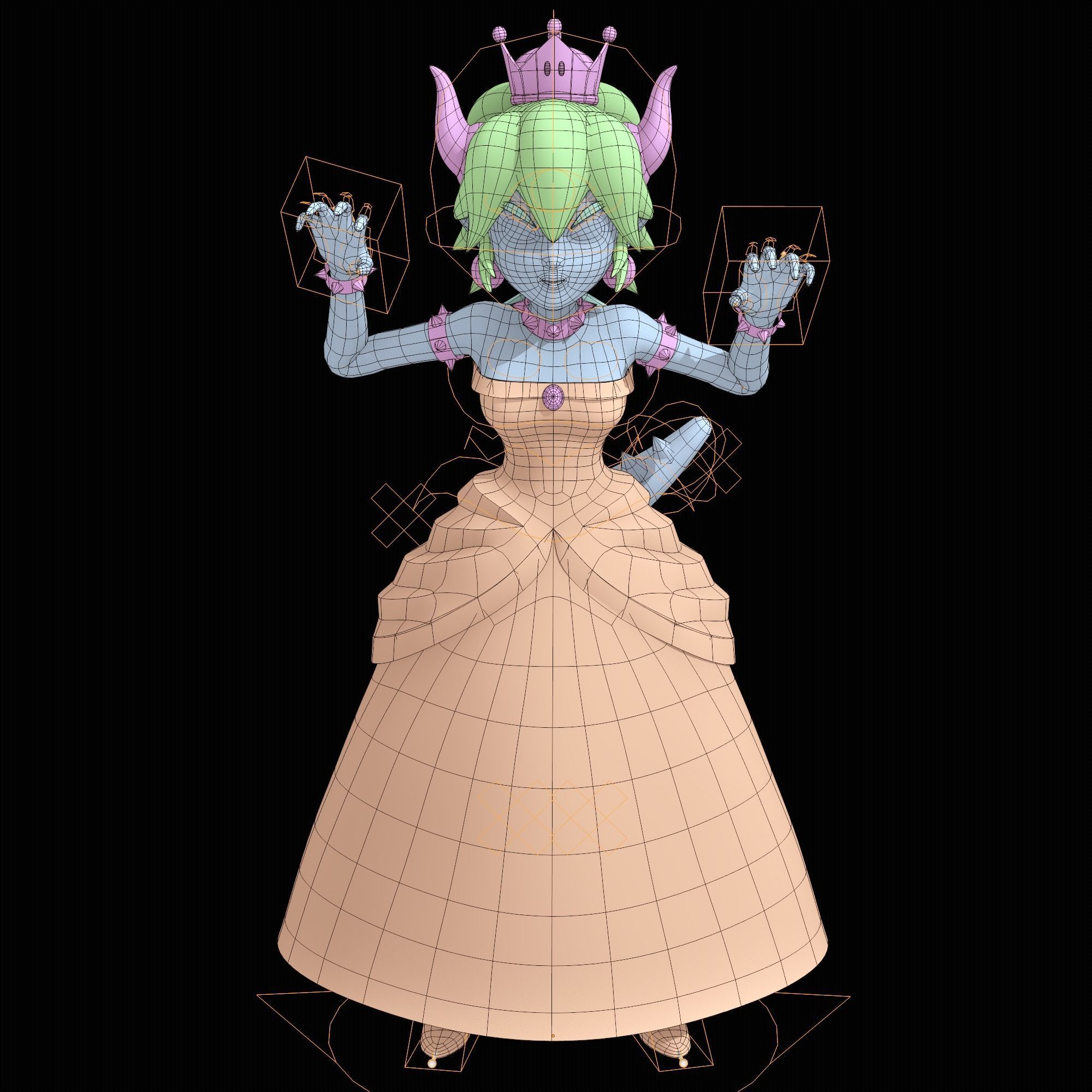 Bowsette Rigged Low-poly 3D model_9
