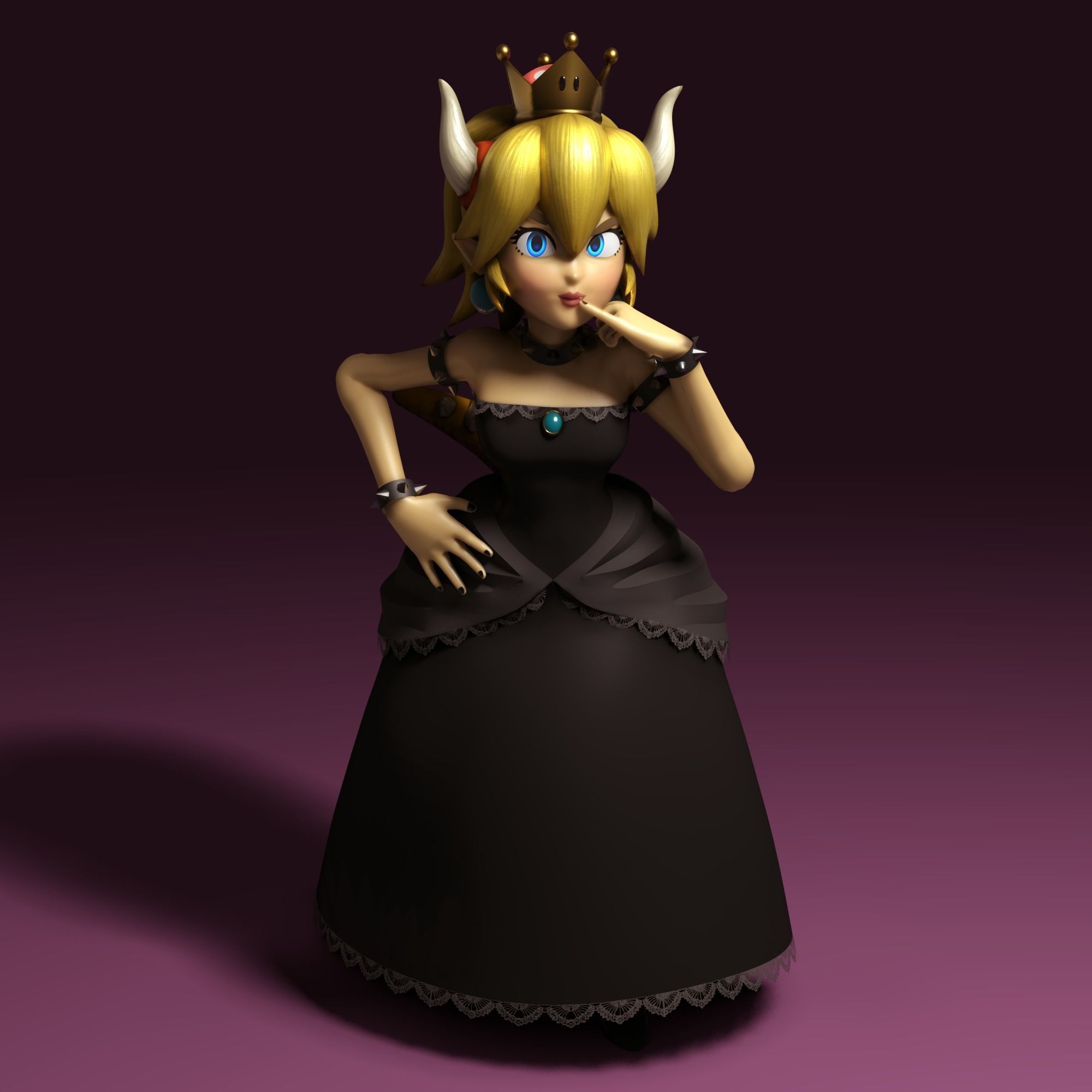 Bowsette Rigged Low-poly 3D model_4