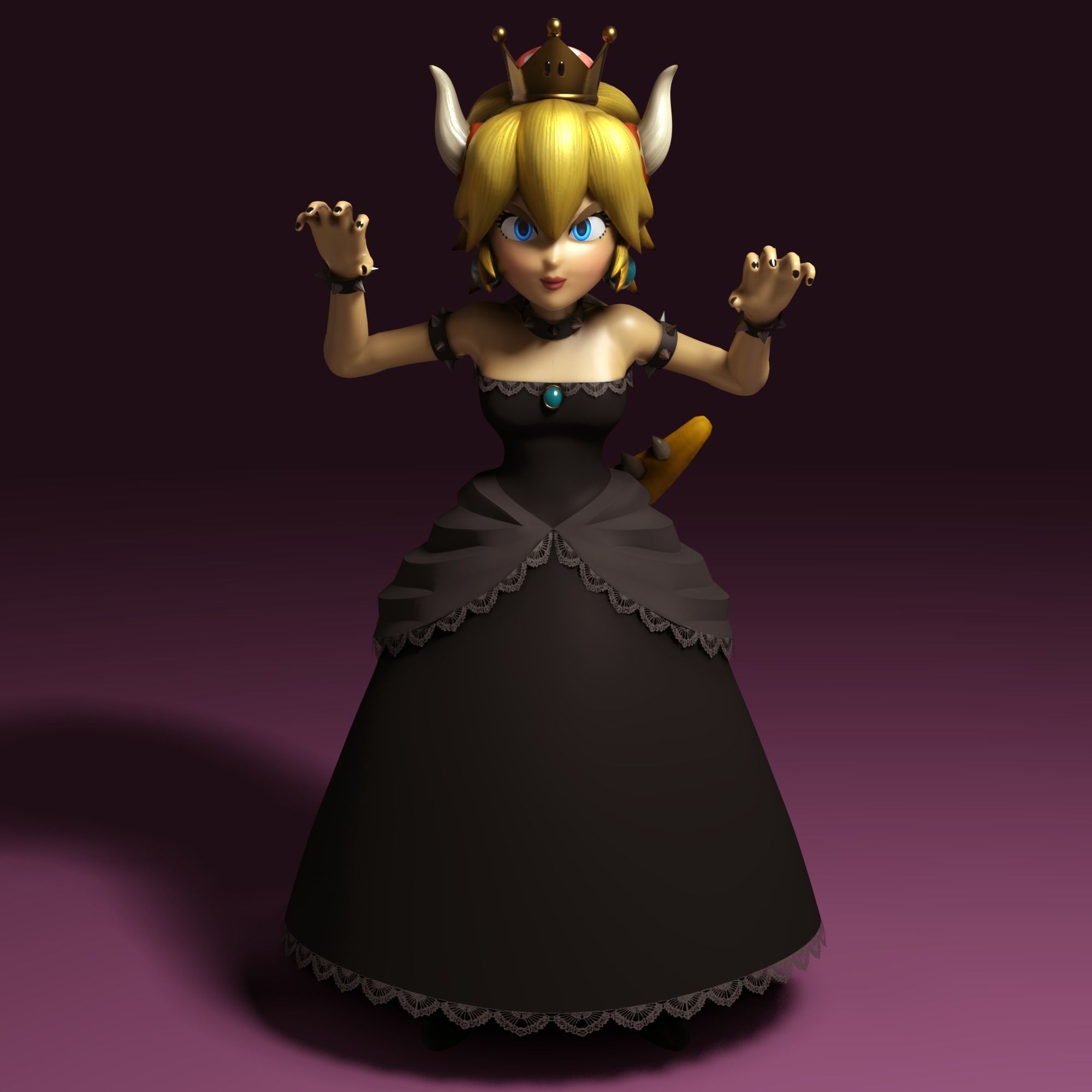 Bowsette Rigged Low-poly 3D model_1