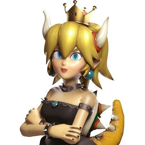 Bowsette Rigged Low-poly 3D model