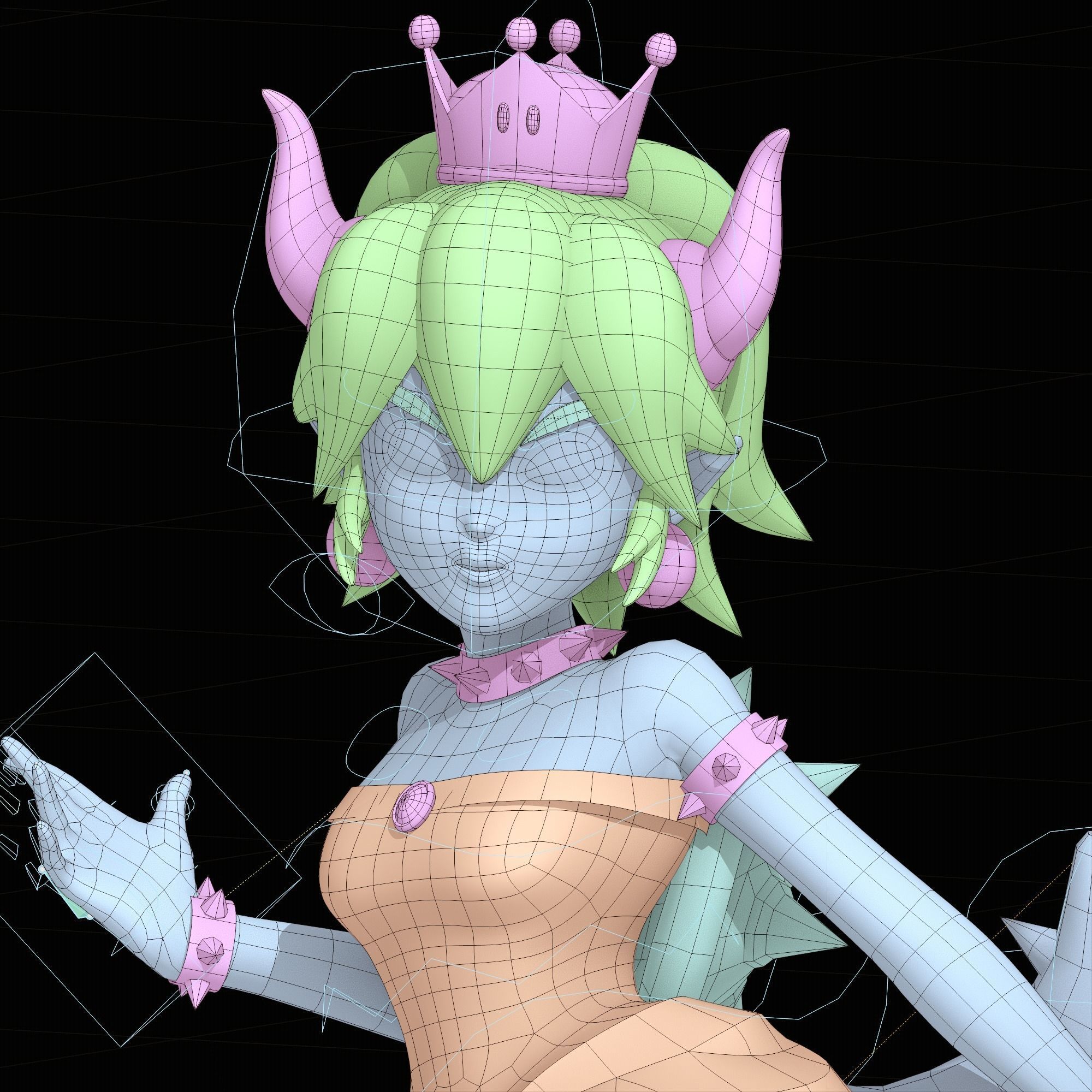 Bowsette Rigged Low-poly 3D model_10
