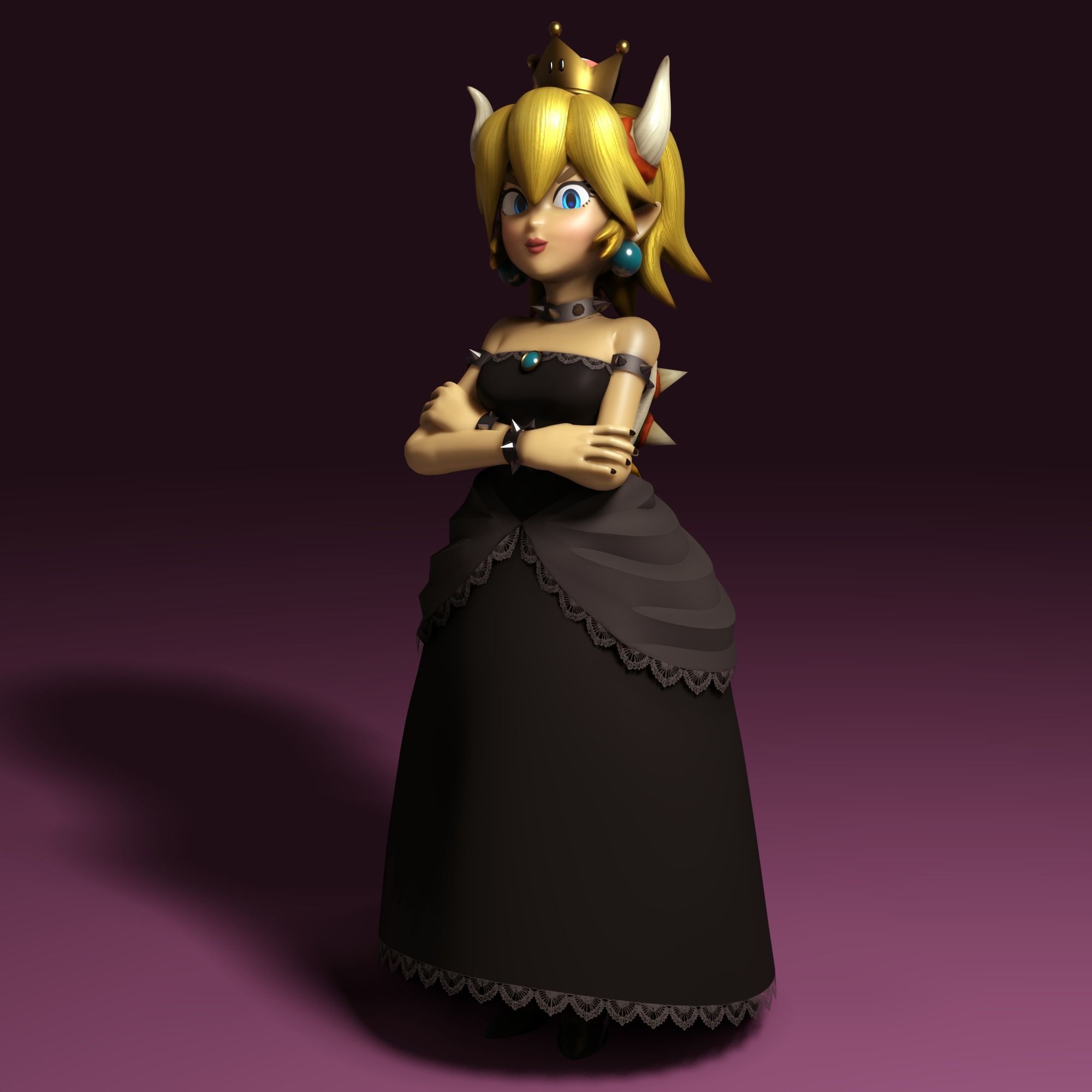 Bowsette Rigged Low-poly 3D model_2