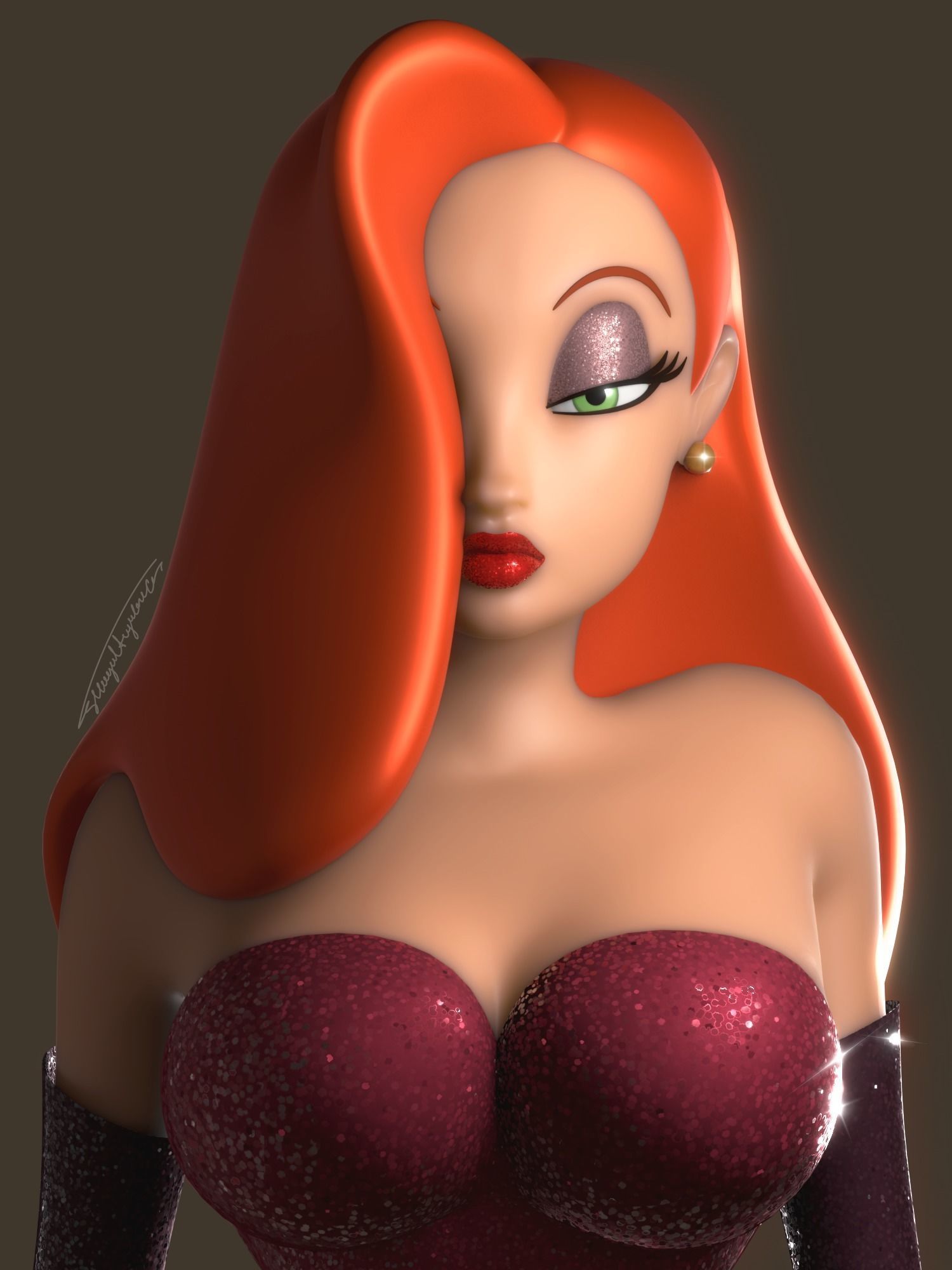Jessica Rabbit Rigged 3D model_1