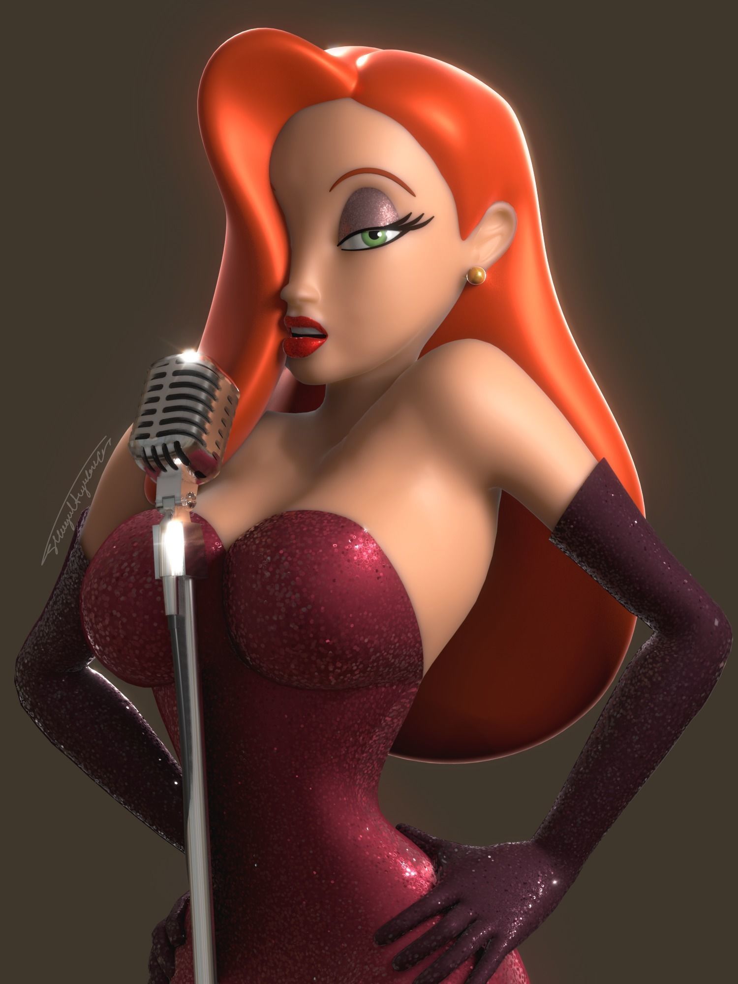 Jessica Rabbit Rigged 3D model_2