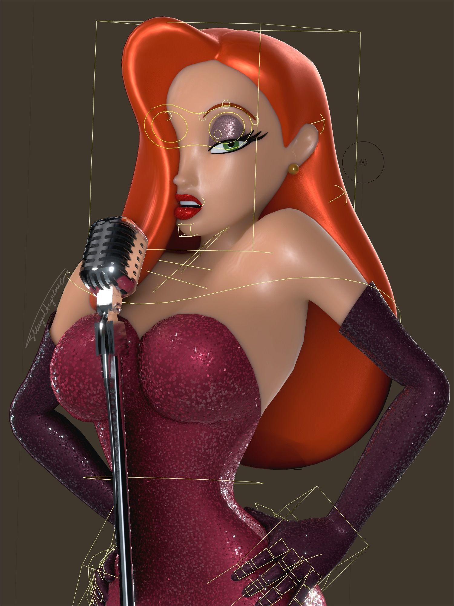 Jessica Rabbit Rigged 3D model_7