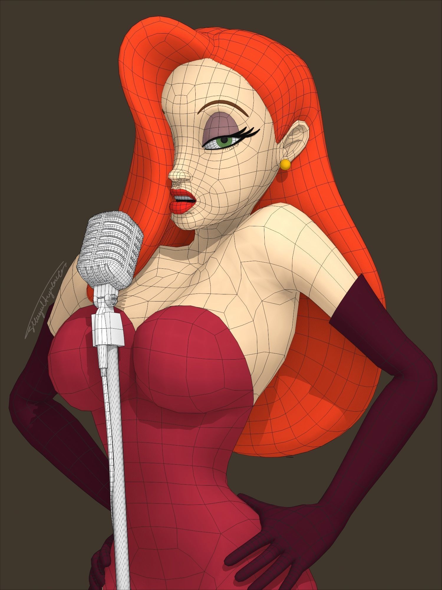 Jessica Rabbit Rigged 3D model_6