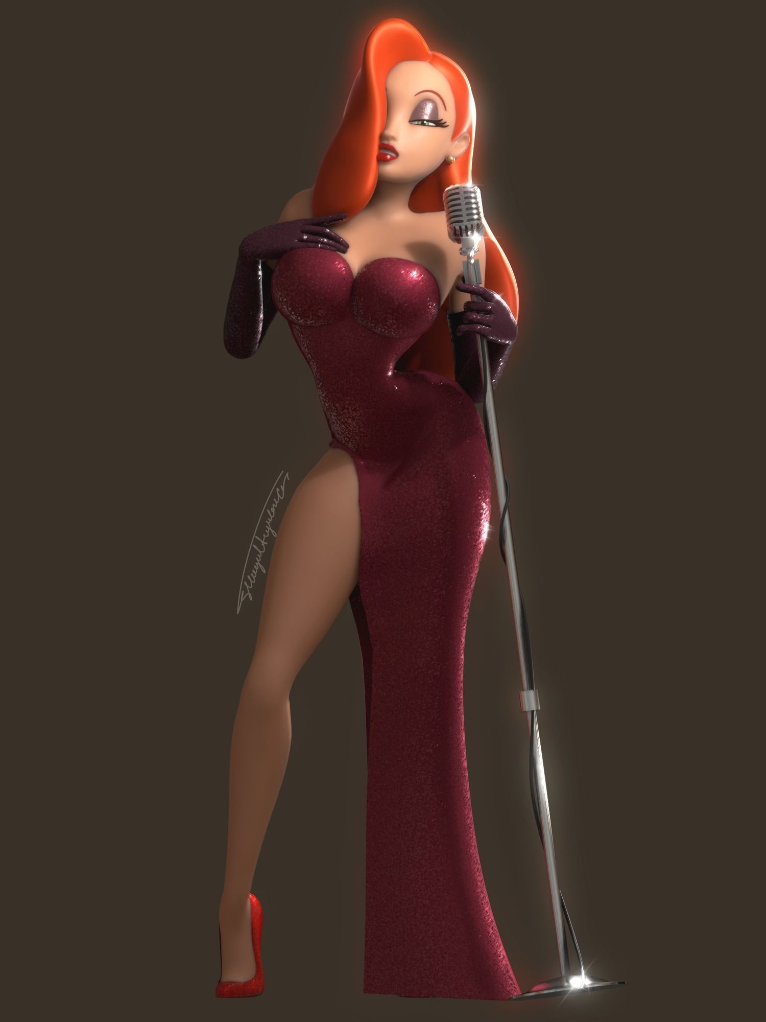 Jessica Rabbit Rigged 3D model_5
