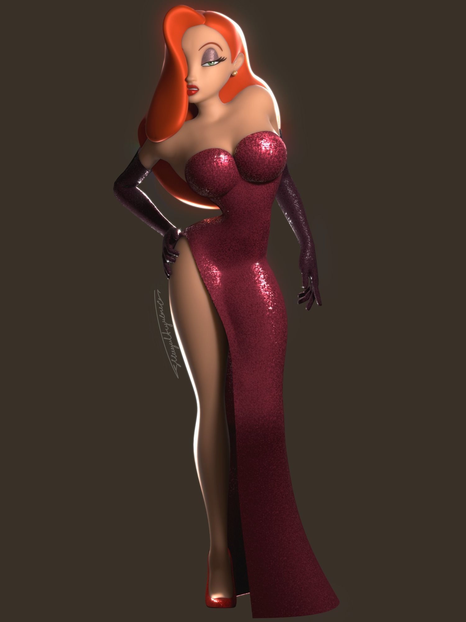 Jessica Rabbit Rigged 3D model_4