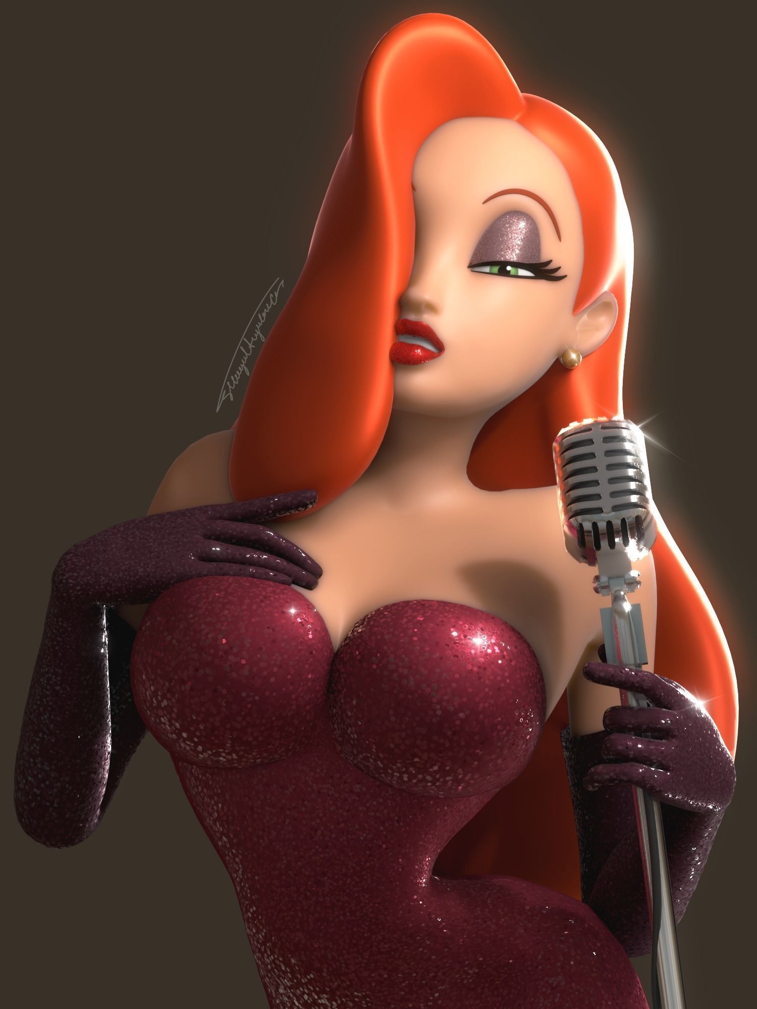 Jessica Rabbit Rigged 3D model_3