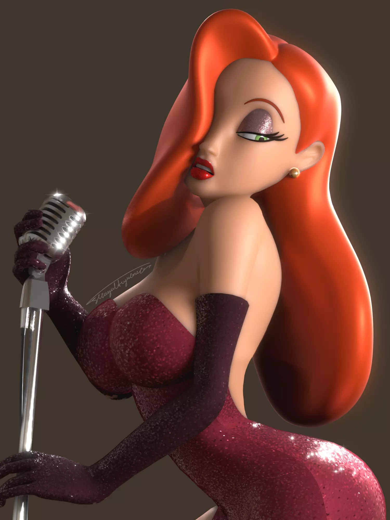 Jessica Rabbit Rigged 3D model_0