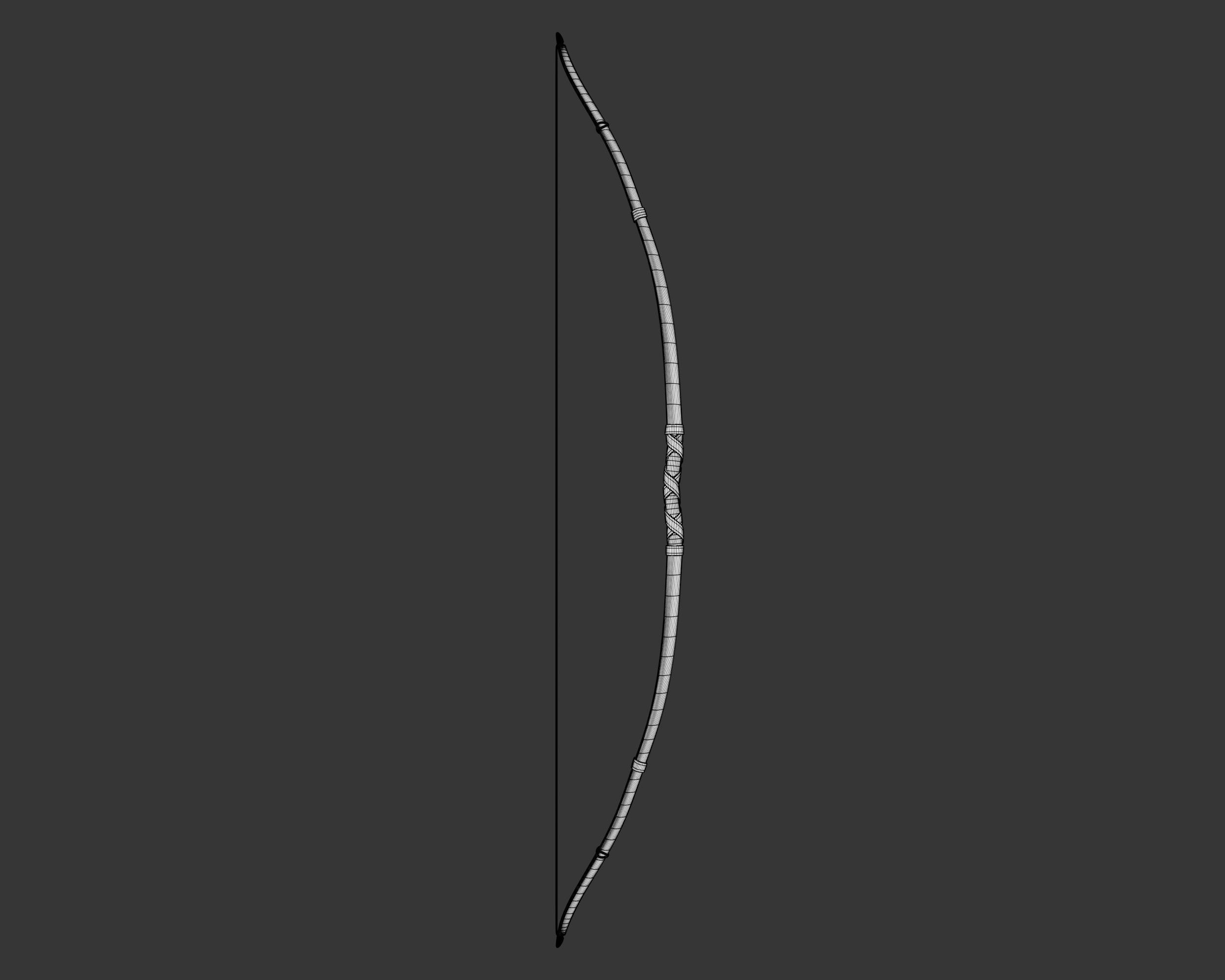 Medieval Crude Weapon Bow and Arrow Low-poly 3D model_5